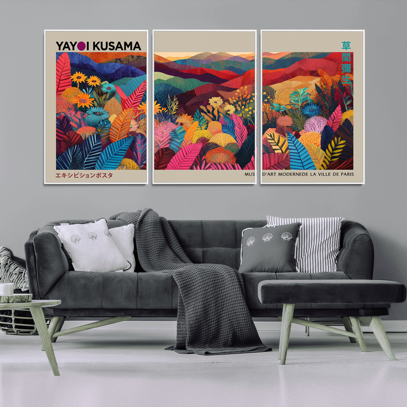 -Yayoi Kusama Wall Art Canvas Print, Abstract Art, Large Yayoi Kusama Framed Print, Japanese Wabi