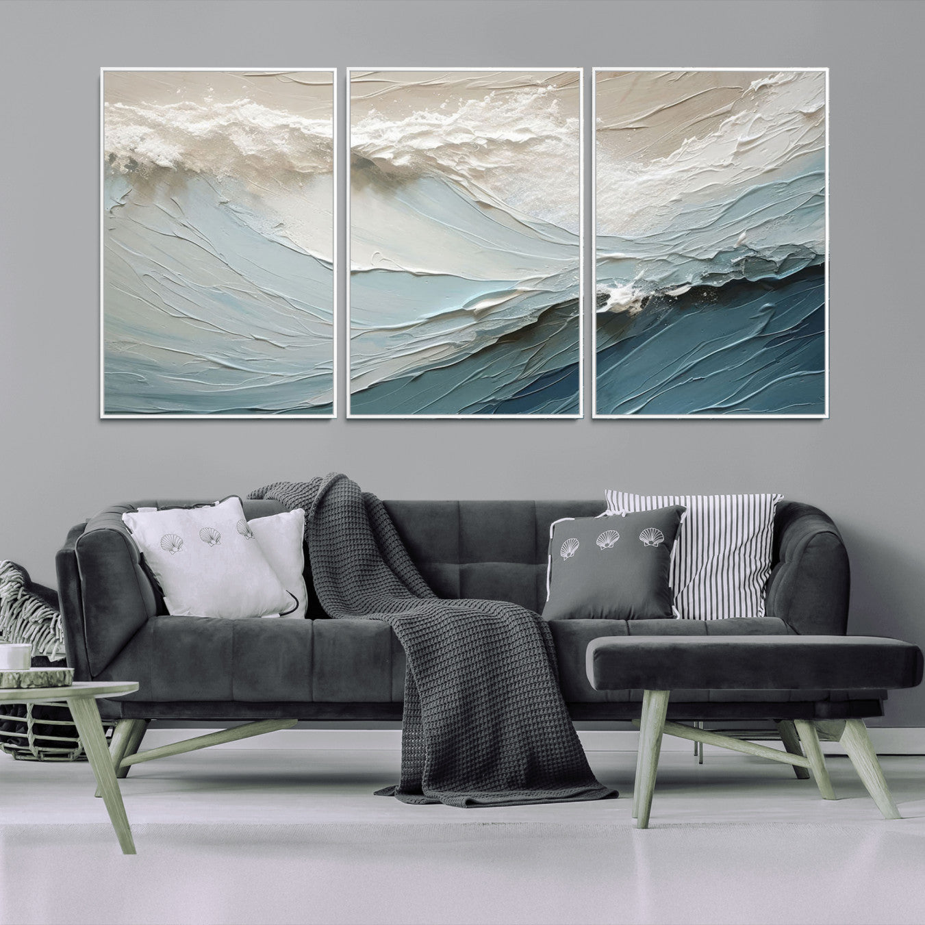 36946-MGV-CV-36X24-Waves Abstract Wall Art Print, Modern Framed Abstract Canvas Print, Abstract Painting for Living