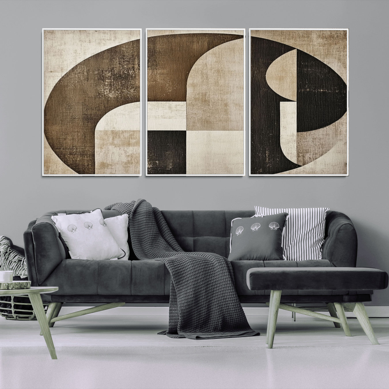 44796-MGV-CV-36X24-Wabi Sabi Abstract Wall Art | Geometric Modern Minimalist Canvas Print with Neutral Mid Century Art