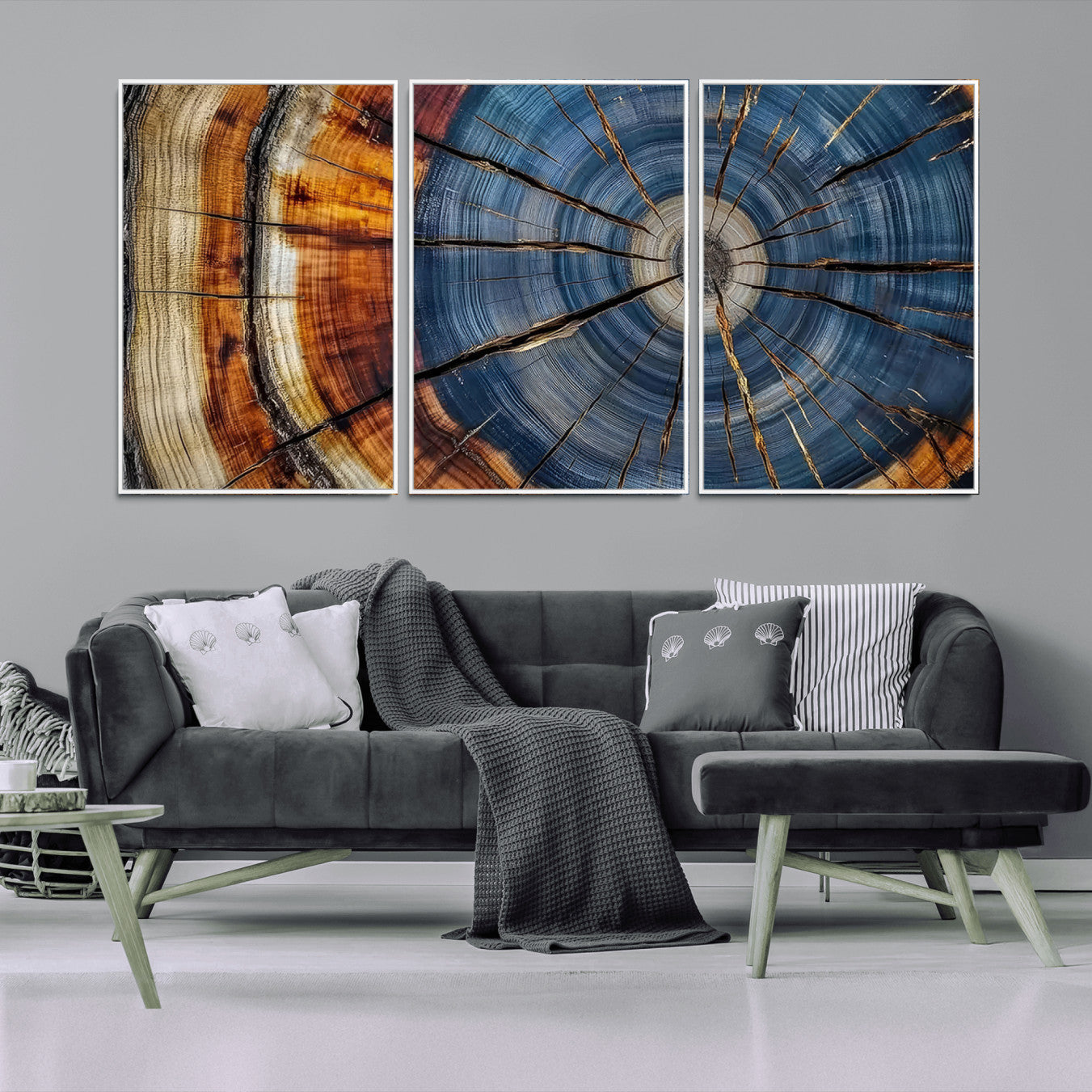 10583-MGV-CV-36X24-Abstract Tree Rings Canvas Wall Art - Wood Grain Canvas Print - Nature-Inspired Modern Wood Grain