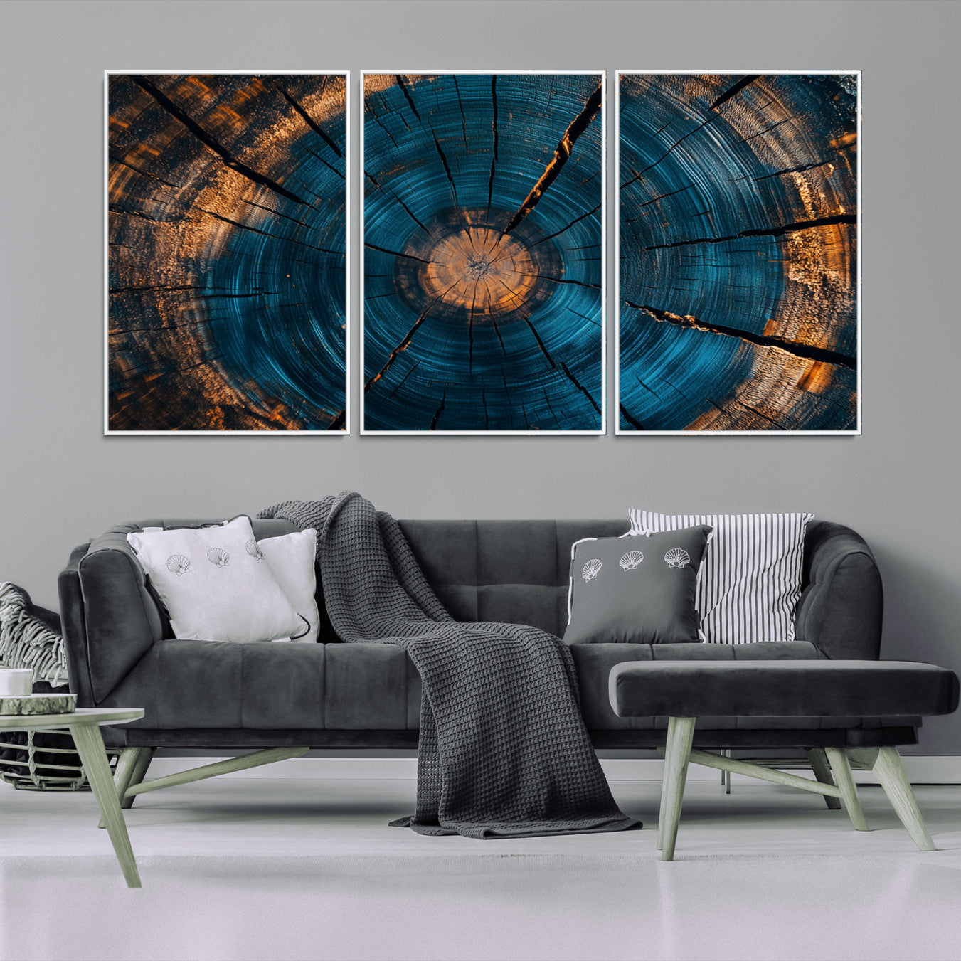 13398-MGV-CV-36X24-Abstract Tree Rings Wall Art Canvas Print Wood Grain Rings Artwork Nature Woodland Modern Wall Decor for Home, Office