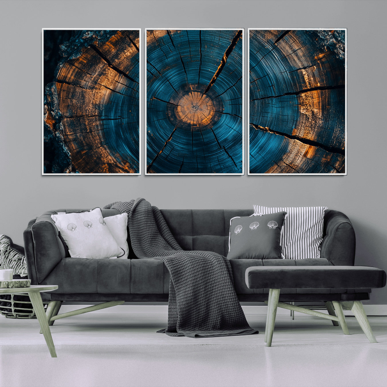 65231-MGV-CV-36X24-Farmhouse Wall Art - Abstract Tree Rings Canvas Wall Art Print, Framed Wood Grain Rings Artwork