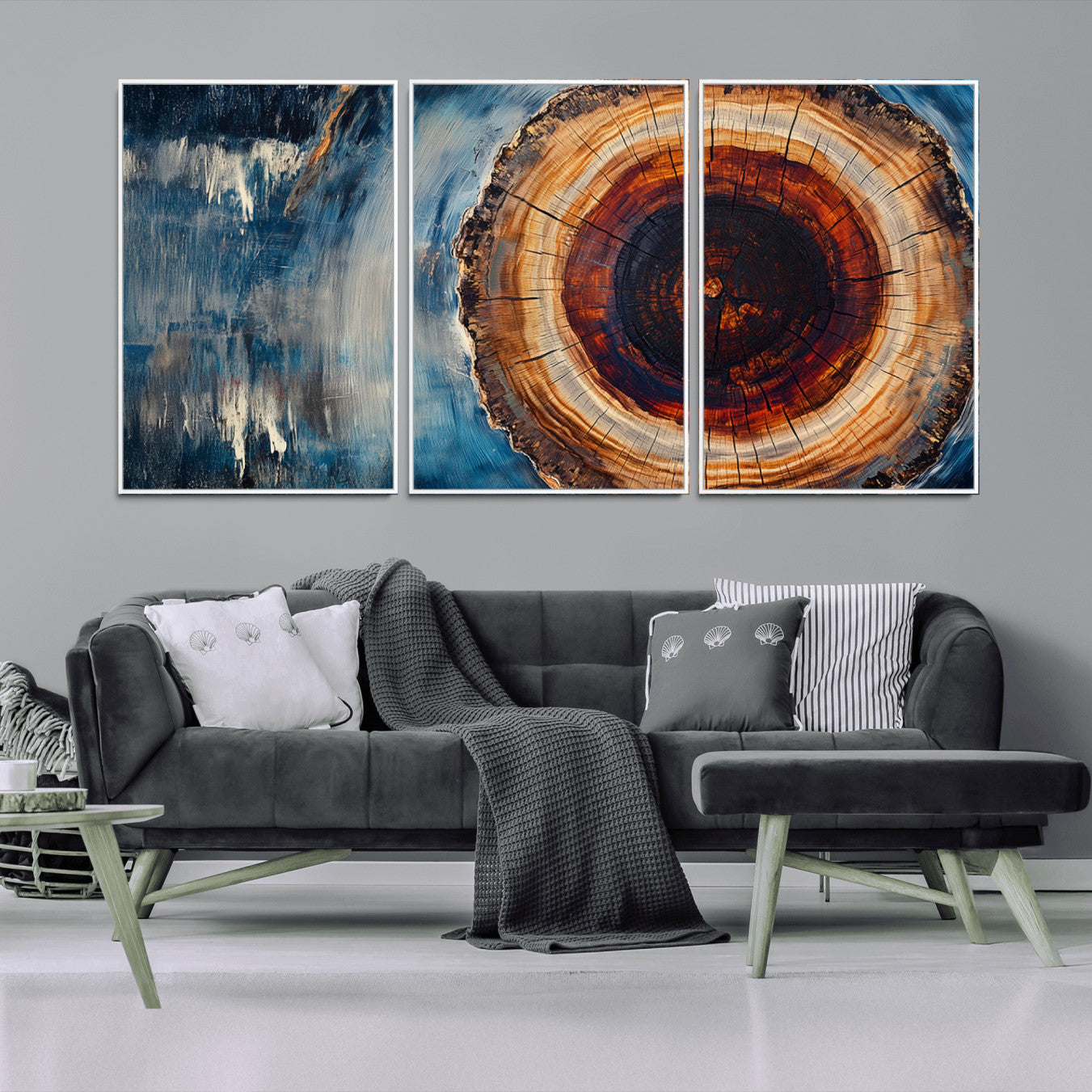 48045-MGV-CV-36X24-Abstract Tree Rings Wall Art Canvas Print - Wood Grain Rings Canvas Print - Nature Woodland Wall