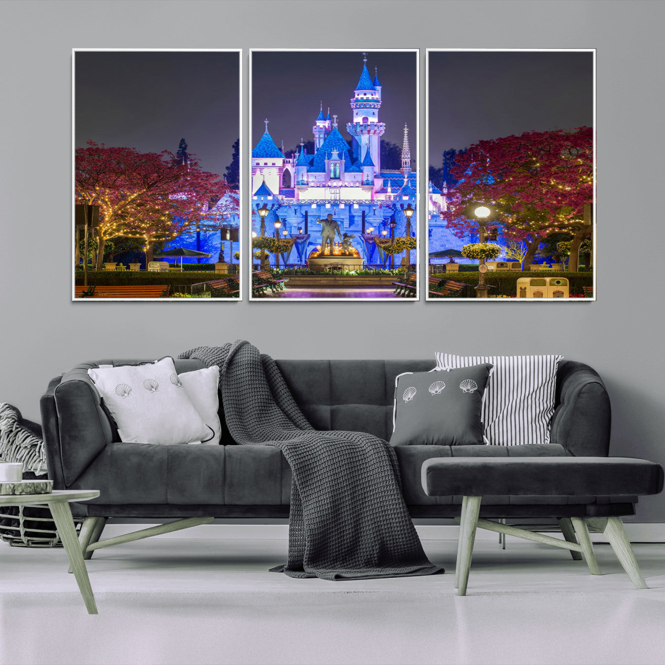 66710-MGV-FC-60X30-3P_White-Large Disney Castle Wall Art Canvas Print - Magic Kingdom Kids Room Decoration Disney World