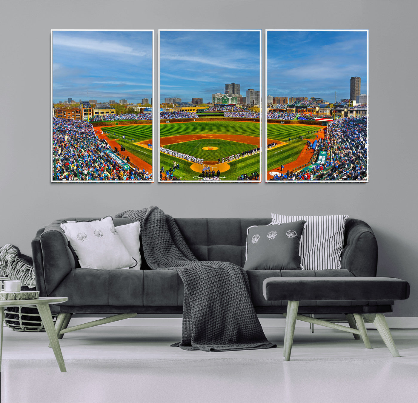 78105-MGV-CV-36X24-Wrigley Field Chicago Cubs Panoramic Canvas Print – Multi-Piece Iconic Baseball Stadium Wall Art for Home, Office
