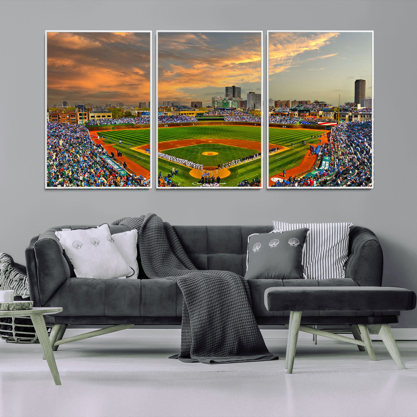 45635-MGV-CV-36X24-Chicago Wrigley Field Canvas Wall Art - Iconic Baseball Stadium Art Print - Wrigley Field Chicago