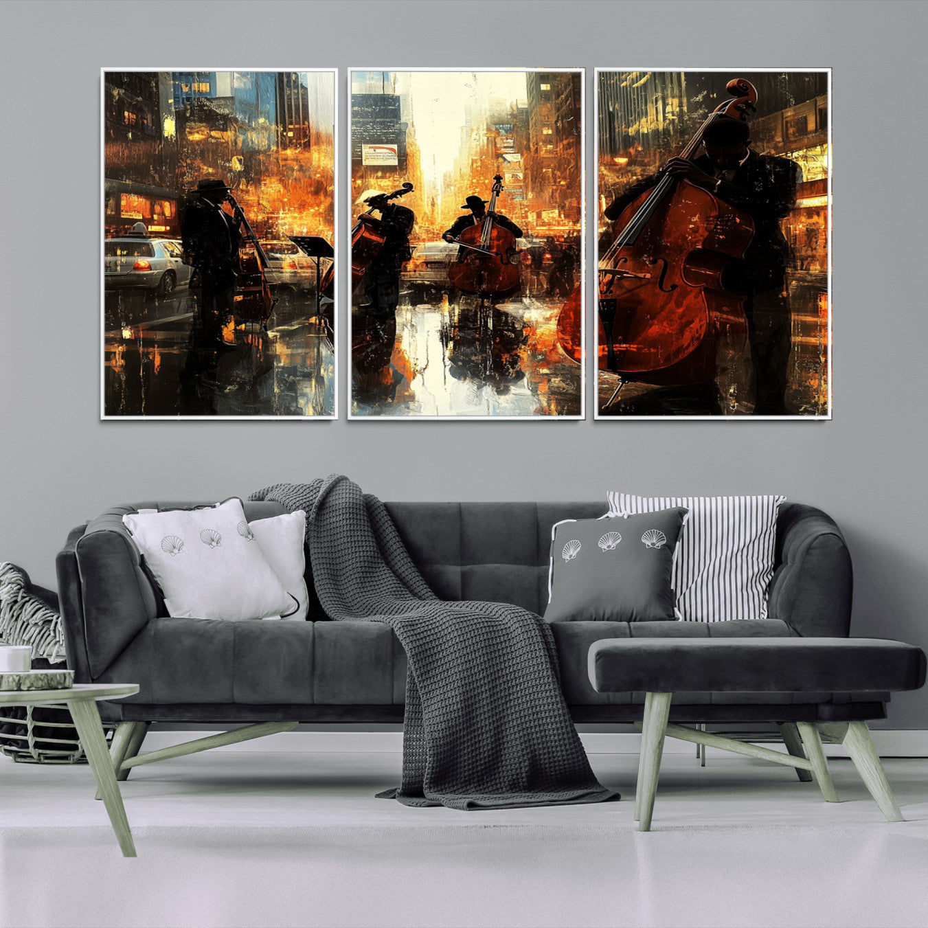 -African American Abstract Jazz Wall Art - Framed Abstract Music Canvas - Colorful Instrument Canvsa