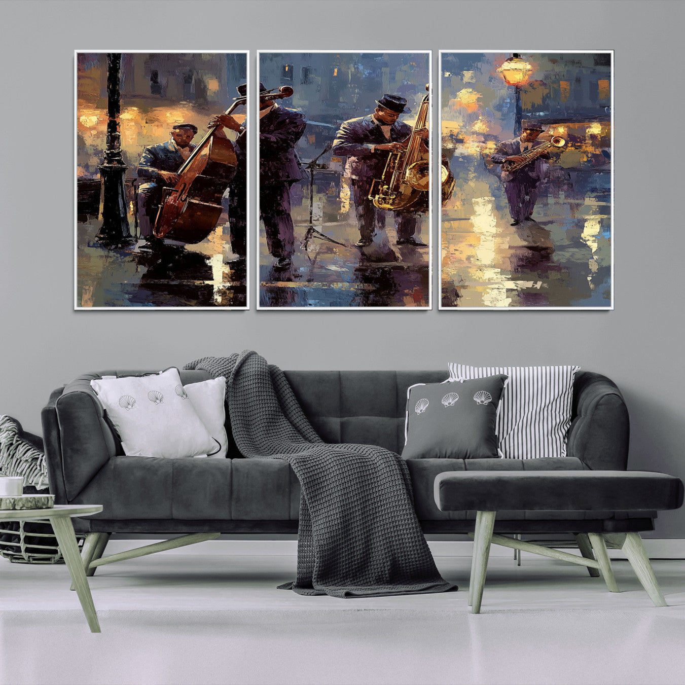 79232-MGV-CV-36X24-Afro Abstract Jazz Music Canvas Print - African American Wall Art - Colorful Framed Afro Abstract