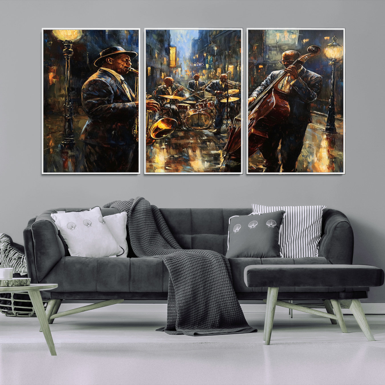 -Jazz Canvas Wall Art Print - Abstract African American Music Art - Framed Posters for Living Room or