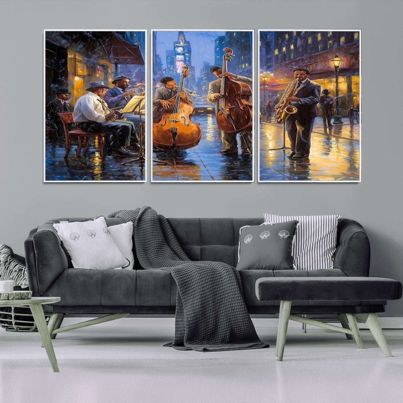 58694-MGV-FC-60X30-3P - Colorful Jazz Wall Art - African American Music Canvas Print - Framed Abstract Music Poster for Home