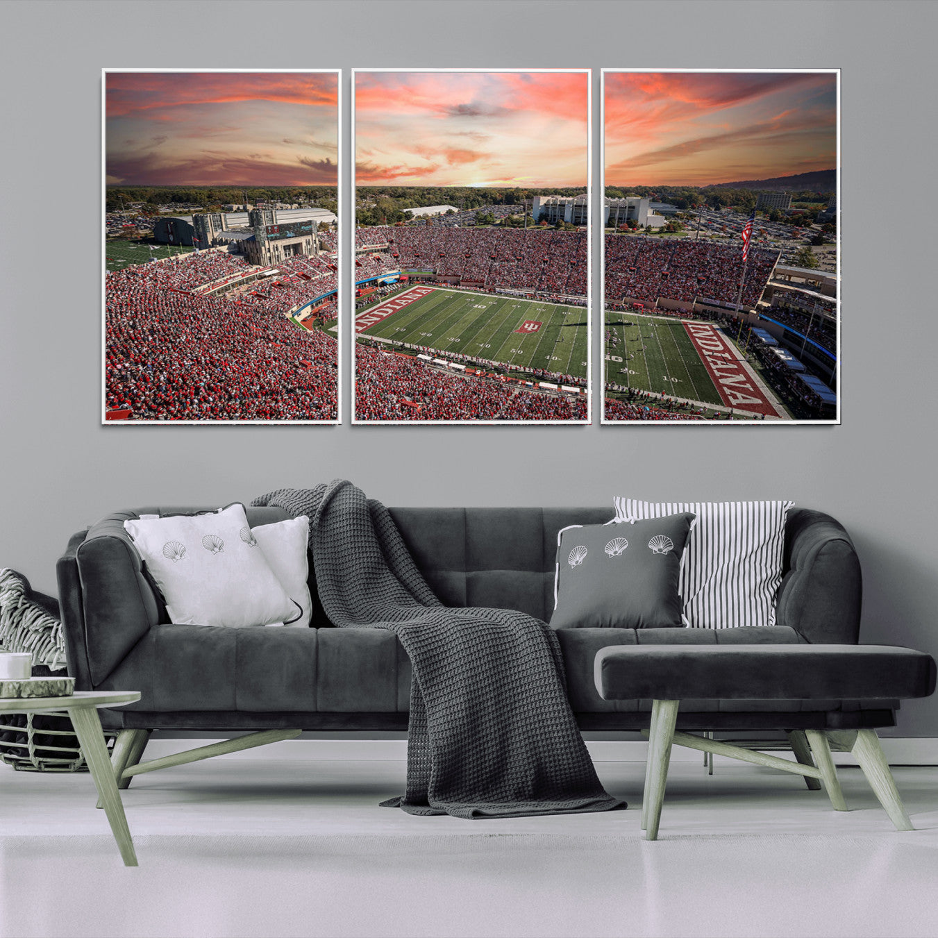 51135-MGV-FC-60X30-3P_White-Indiana Memorial Stadium Wall Art Canvas Print, Framed Studium Canvas Art, Indiana Memorial Stadium