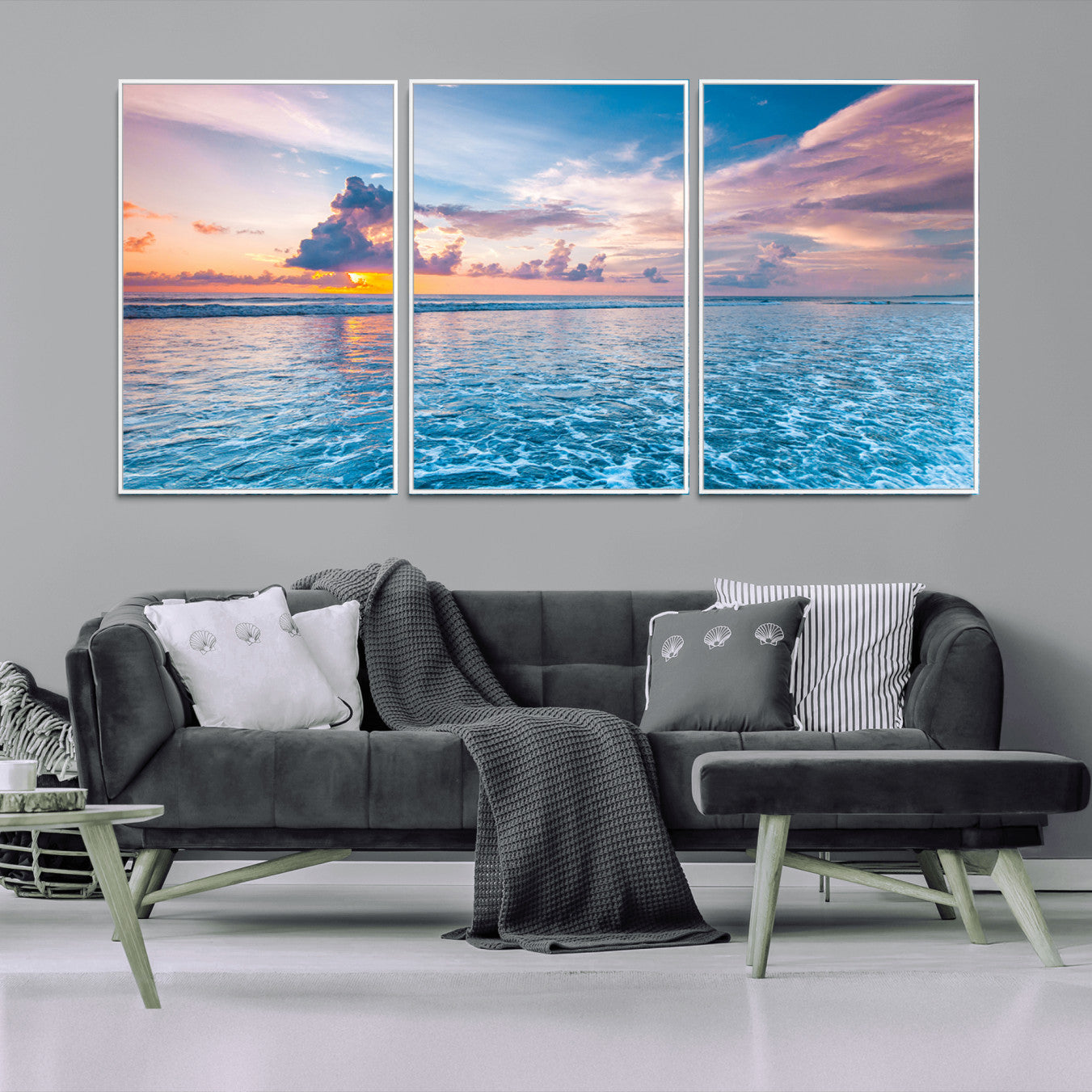 36641-MGV-CV-36X24-Ocean Sunset Canvas Wall Art Print – Tranquil Seascape Vibrant Sky Rolling Waves Coastal Artwork for Home, Office