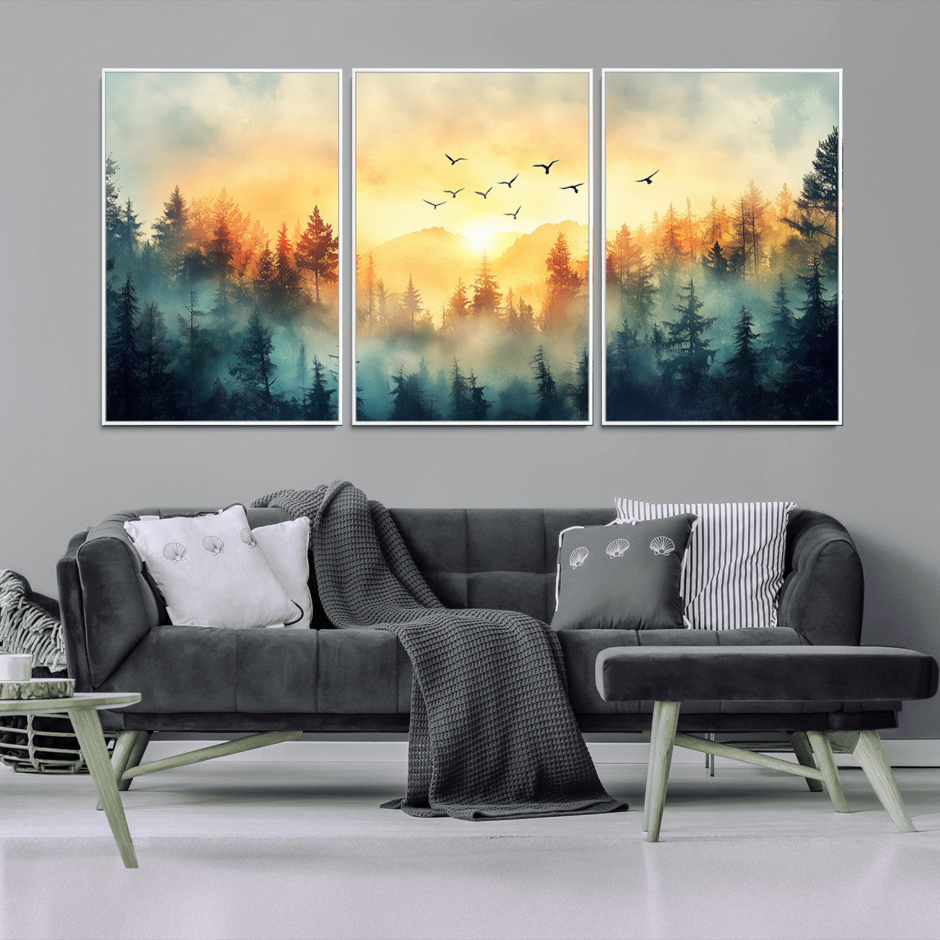 -Abstract Forest Wall Art Print- Serene Nature Canvas Print with Misty Forest Design for Modern Home