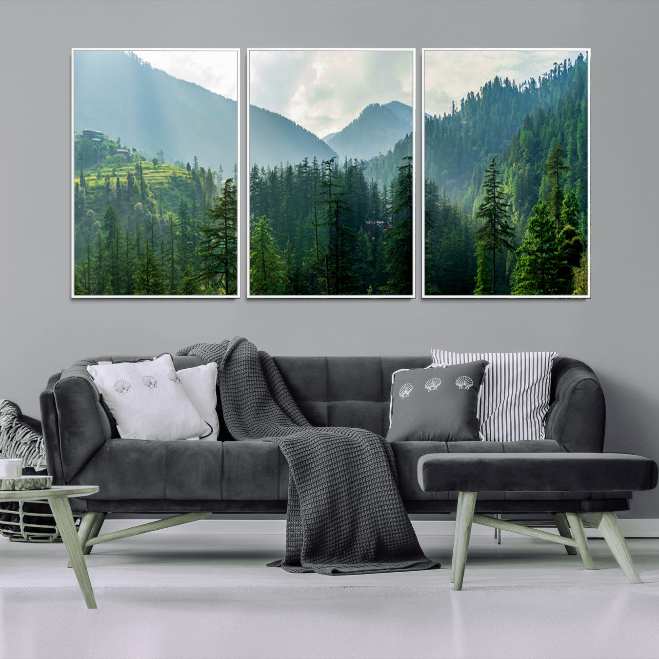 -Misty Forest Mountain Canvas Print – Serene Nature Wall Art, Tranquil Valley
