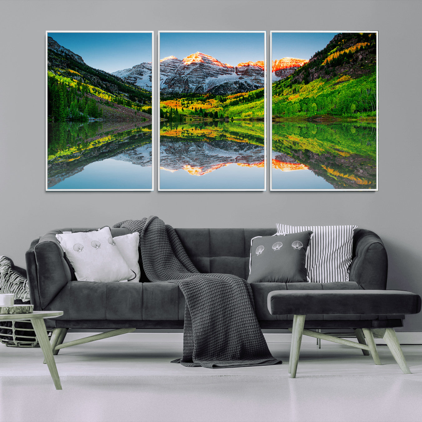 17996974-MGV-CV-36X24-Sunrise Maroon Bells Lake Wall Art Canvas Print – Framed Elk Mountains Landscape Artwork for Home, Office