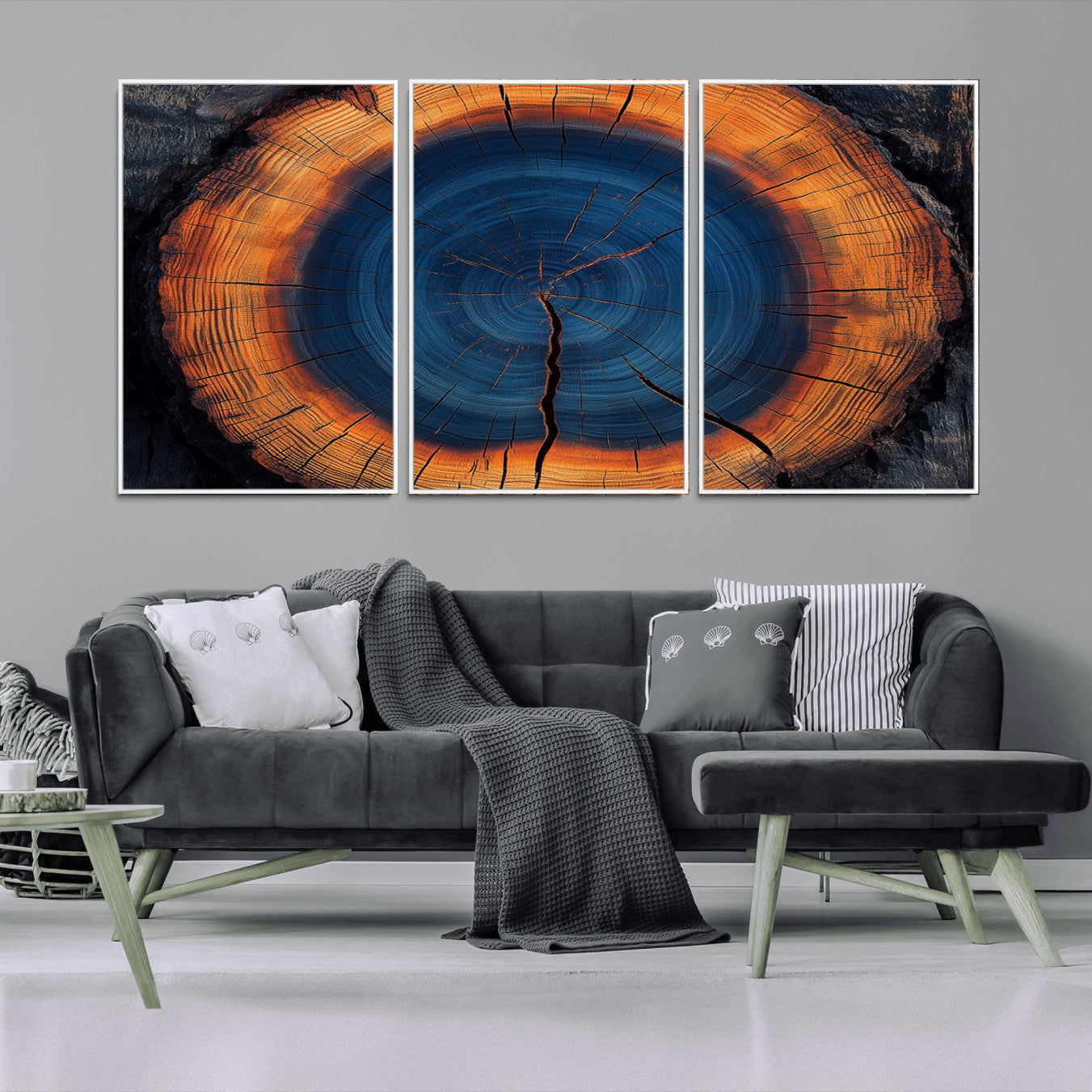 54040961-MGV-CV-36X24-Abstract Tree Ring Wall Art Print – Natural Rustic Wood Canvas, Framed Tree Stump Artwork, Modern Nature Design for Home, Office