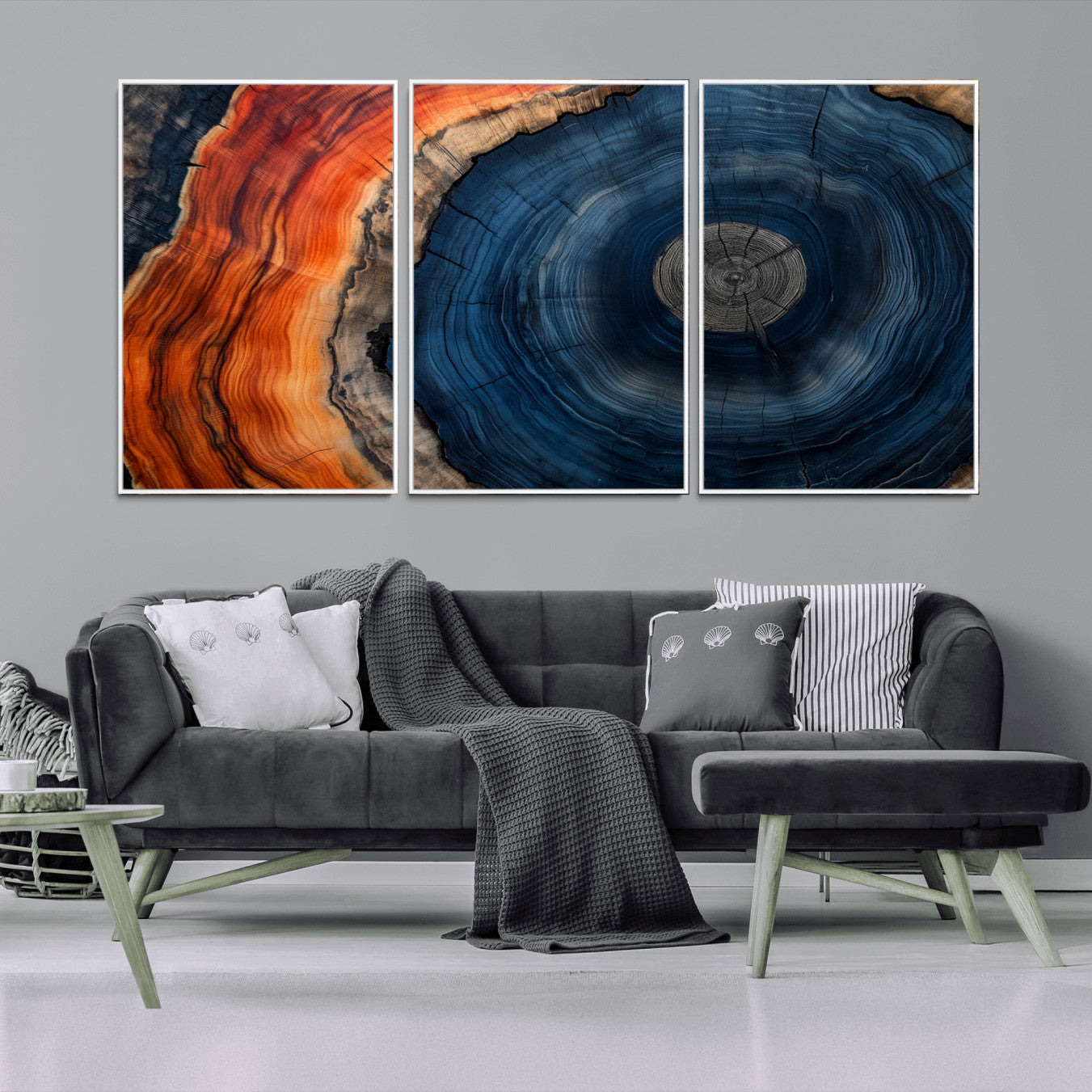 99491700-MGV-CV-36X24-Tree Rings Wall Art Canvas Print, Rustic Wood Print, Framed Natural Texture Art Print, Wood Grain