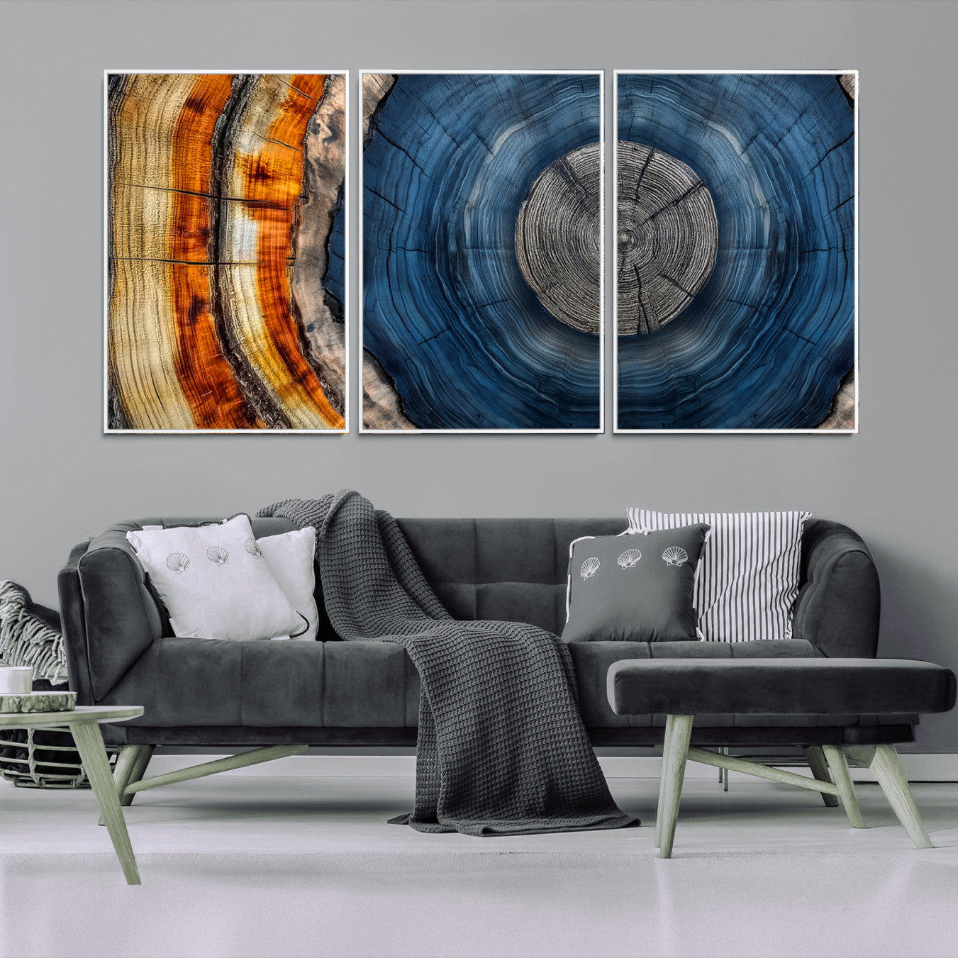 79754215-MGV-CV-36X24-Abstract Tree Rings Wall Art Canvas Print - Wood Grain Rings Artwork Print - Nature Woodland Modern