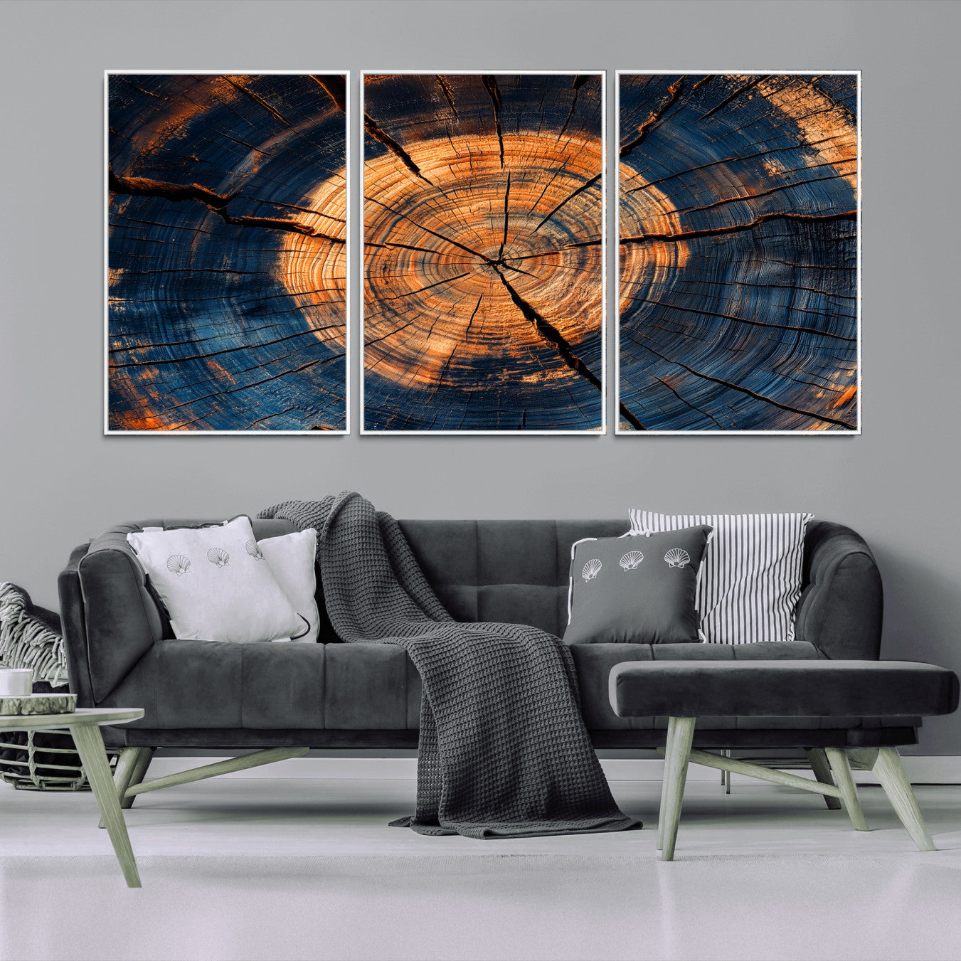 18975622-MGV-CV-36X24-Burnt Wood Wall Art Canvas Print – Framed Aged Timber Tree Artwork, Rustic Decor Perfect for Home, Office