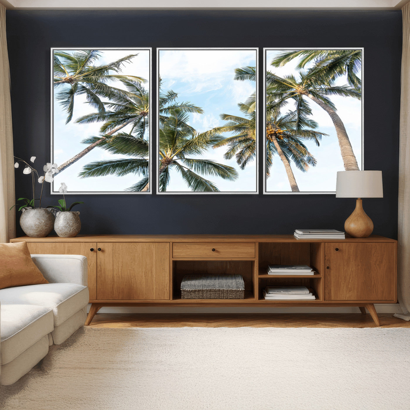 87247012-MGV-CV-36X24 - Tropical Palm Trees Wall Art – Sunlit Leaves & Blue Sky Canvas Print, Island Breeze and Vacation Vibes for Office or Home Decor