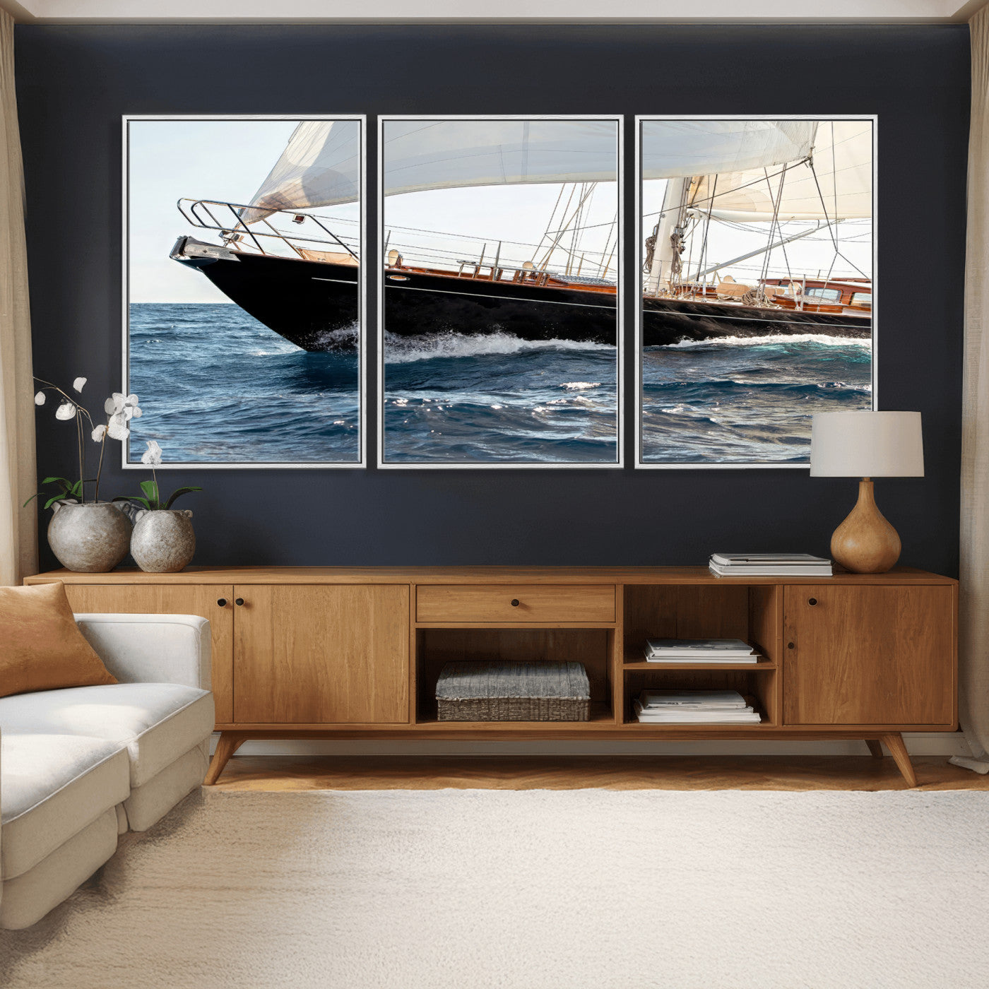 97168626-MGV-CV-36X24 - Boat Yacht Wall Art – Ocean Waves & Sailing Adventure Canvas Print, Nautical Elegance & Marine Journey for Living Room or Luxury Decor