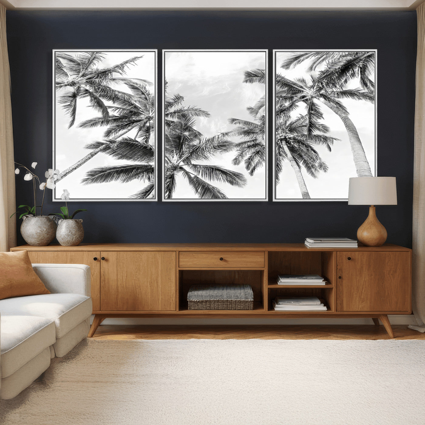 62113786-MGV-CV-36X24 - Palm Trees Wall Art – Tropical Breeze Canvas Print, Vacation Island Silhouette, Coastal Calm and Summer Paradise for Living Room or Beach House Decor
