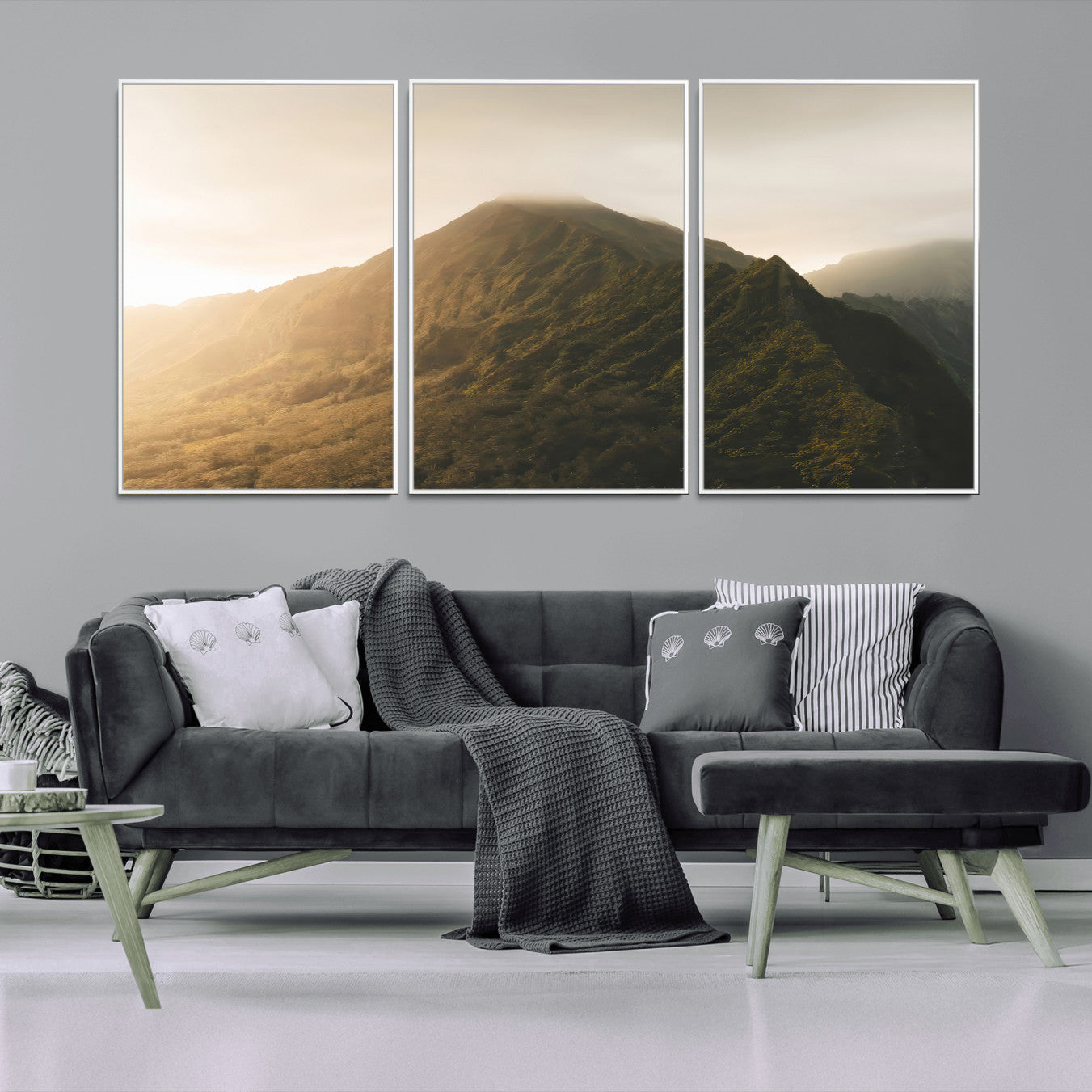 42338636-MGV-CV-36X24-Mountain Wall Art – Framed Sunset Landscape Canvas Artwork, Serene Nature Design, Rustic Decor for Home, Office