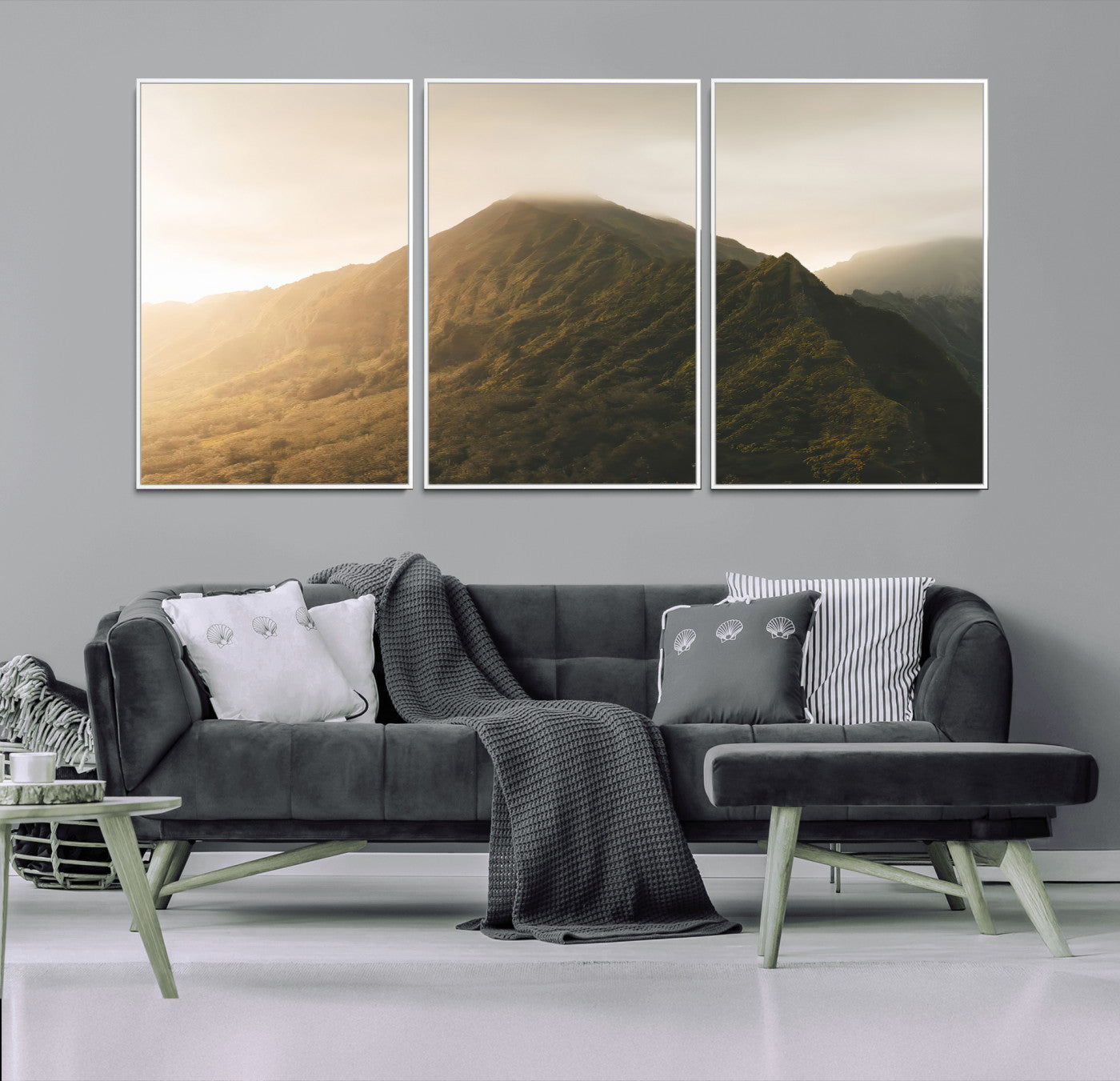 42338636-MGV-CV-36X24-Mountain Wall Art – Framed Sunset Landscape Canvas Artwork, Serene Nature Design, Rustic Decor for Home, Office