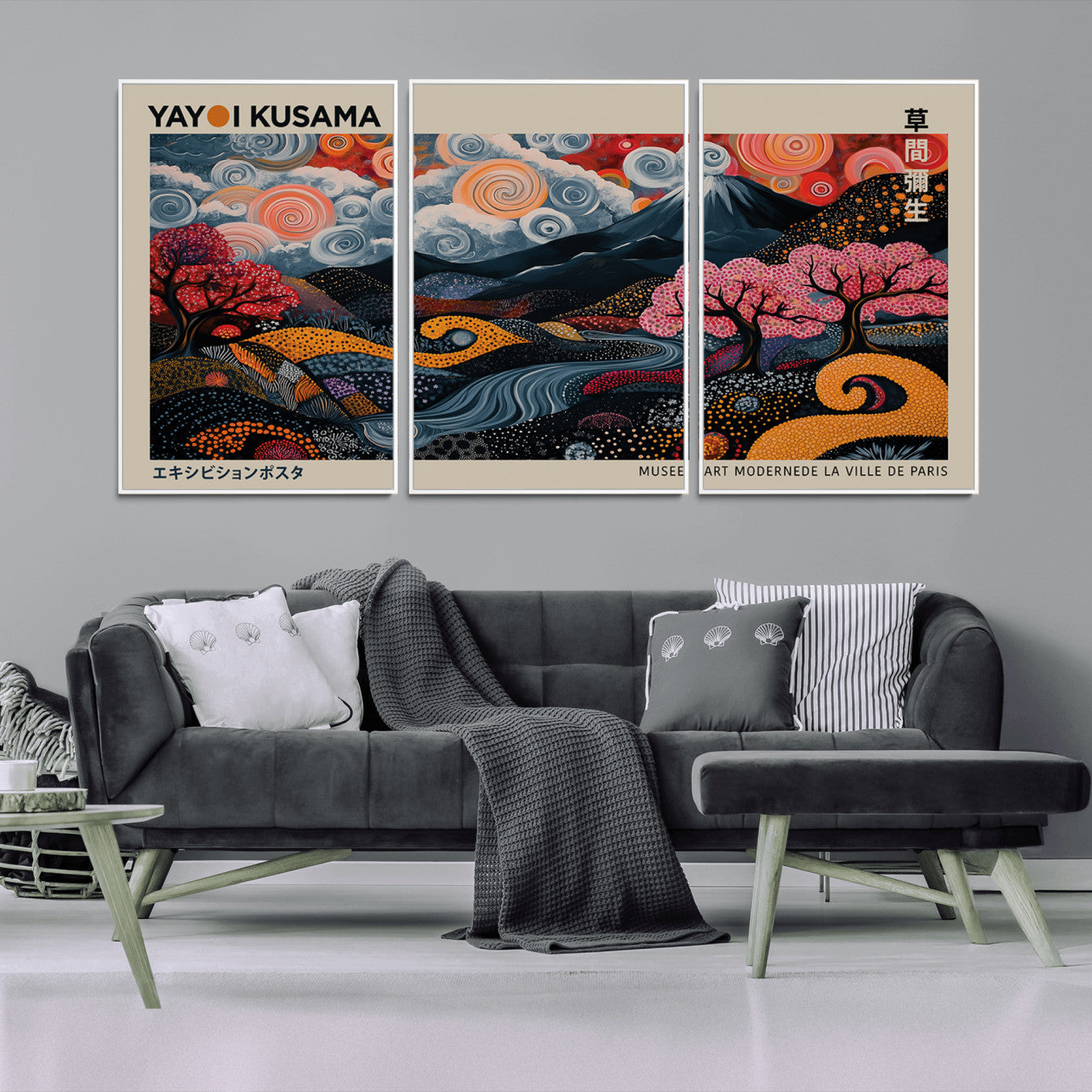 -Modern Japanese Wall Art Print Yayoi Kusama Canvas