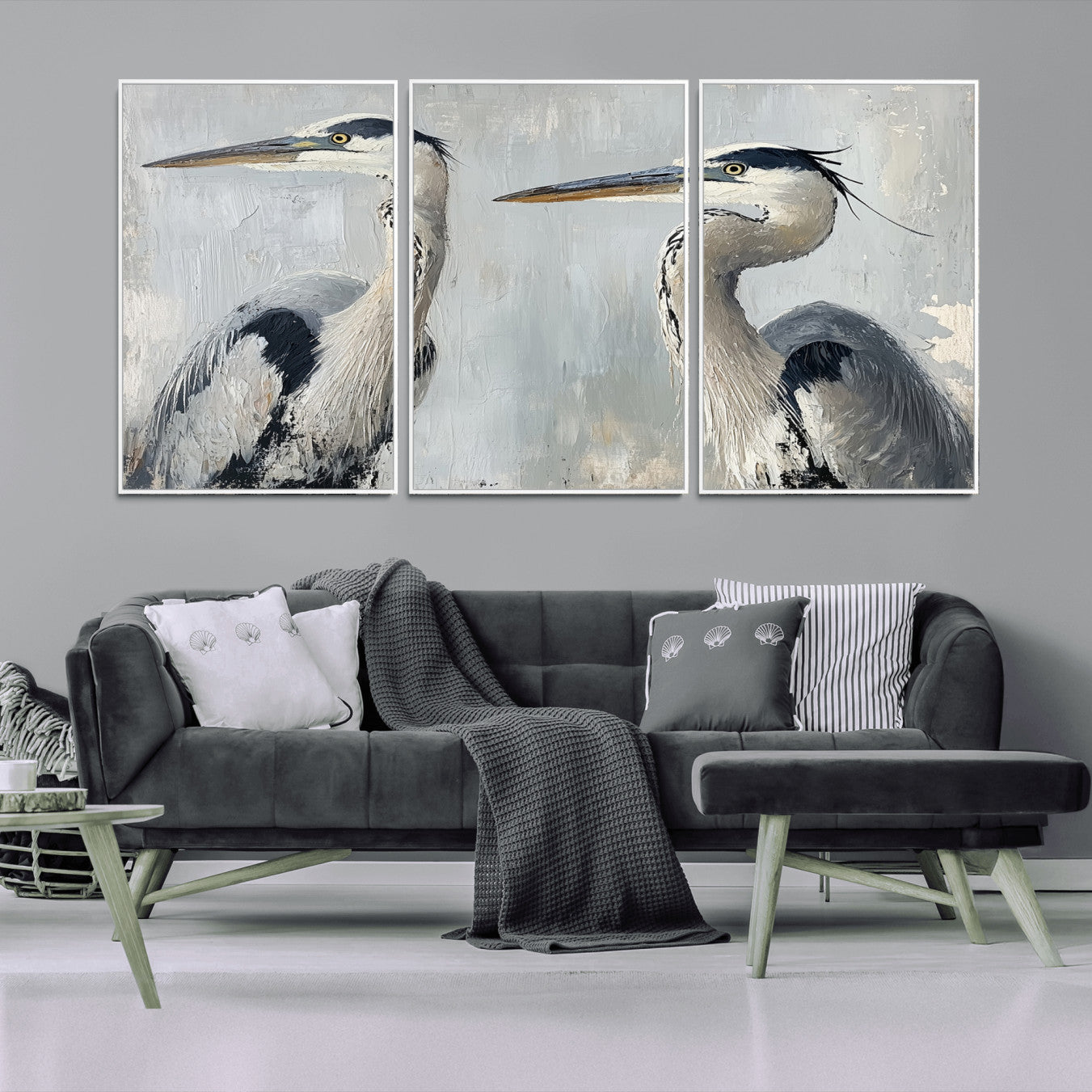 19427826-MGV-CV-36X24-Bird Canvas Decor Wall Art Canvas Print – Framed Coastal Bird Pair Minimalist Wildlife Nature Artwork for Home Office