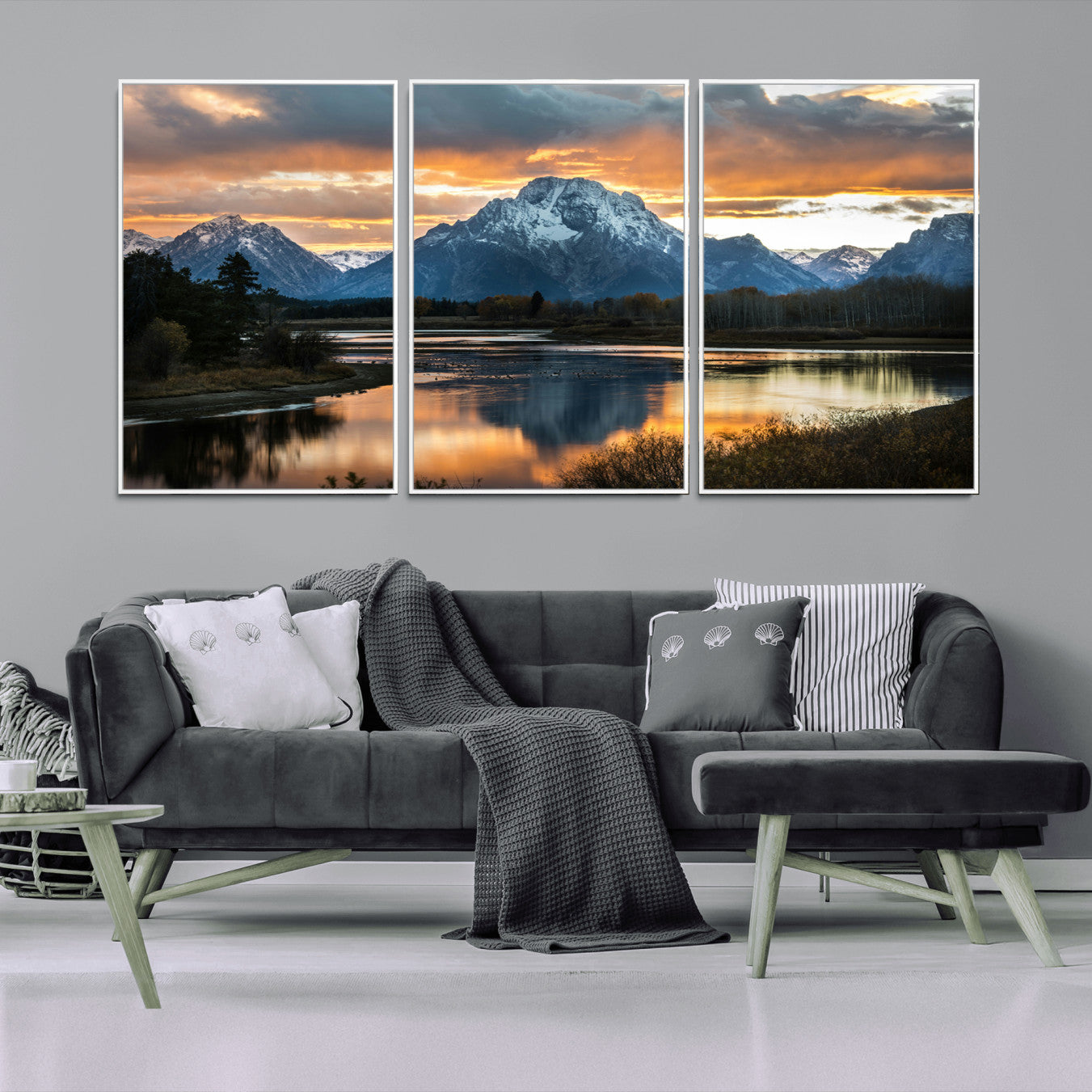 -Mountain Sunset Wall Art Canvas Print – Framed Alpine Wilderness Golden Hour Scenic Nature Artwork for Home Offic