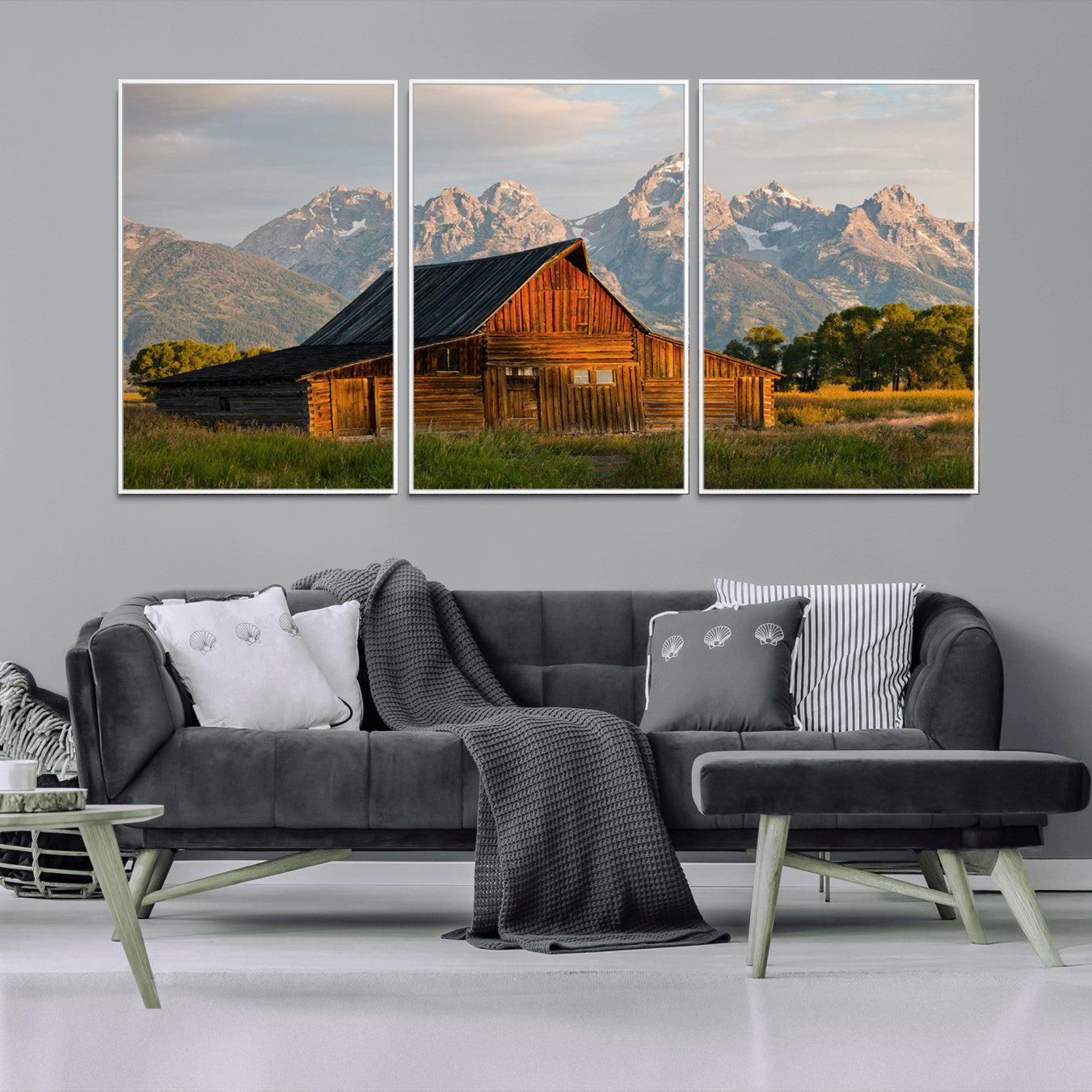 31771014-MGV-CV-36X24-Rustic Barn Wall Art Canvas Print – Framed Western Landscape Farmhouse Style Rustic Nature Scene Artwork for Home Office