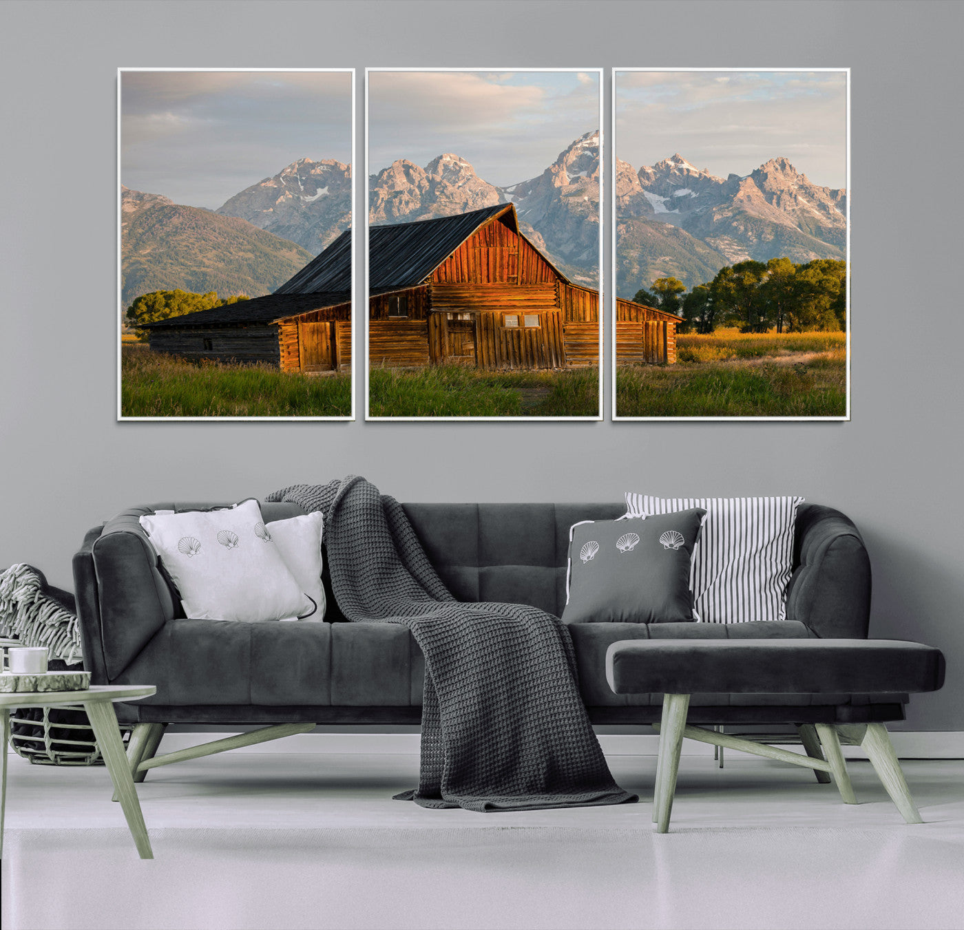 31771014-MGV-CV-36X24-Rustic Barn Wall Art Canvas Print – Framed Western Landscape Farmhouse Style Rustic Nature Scene Artwork for Home Office