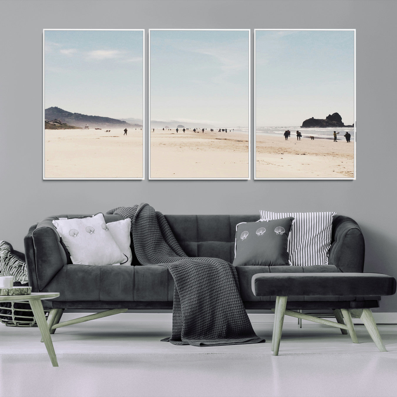 28307820-MGV-CV-36X24-Minimalist Beach Wall Art Canvas Print – Framed Coastal Serenity Soft Sand Nature Scene Artwork for Home Office