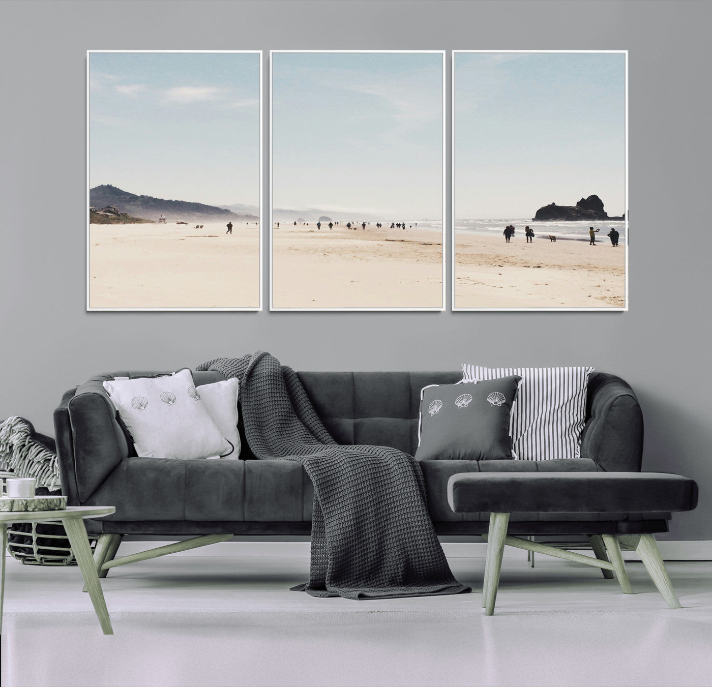 28307820-MGV-CV-36X24-Minimalist Beach Wall Art Canvas Print – Framed Coastal Serenity Soft Sand Nature Scene Artwork for Home Office