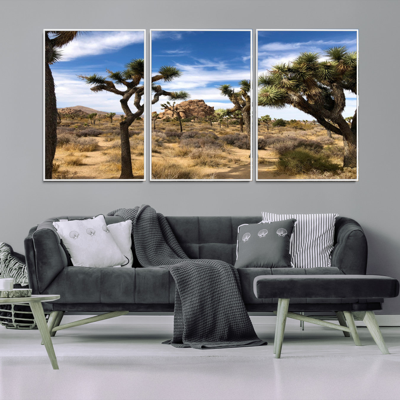 25722592-MGV-FC-60X30-3P-Joshua Tree Desert Wall Art Canvas Print – Framed Southwestern Rustic Earth Tone Nature Scene Artwork for Home Office