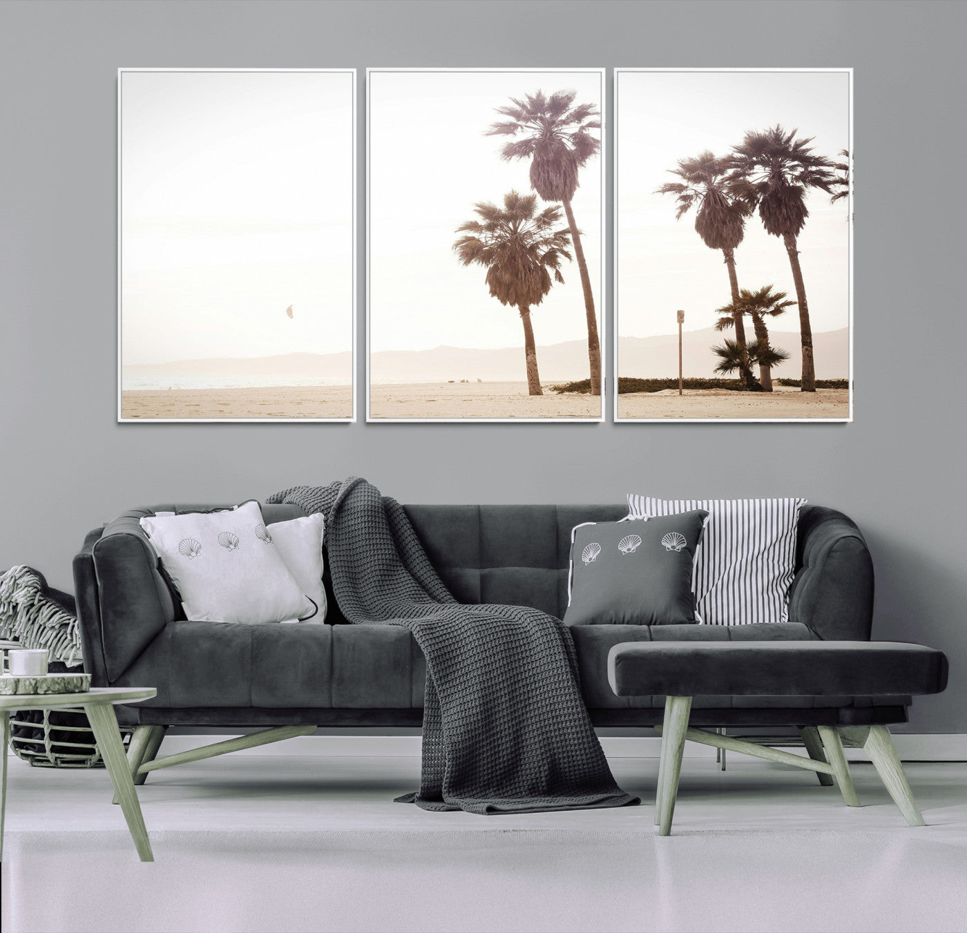 -Coastal Light Wall Art Canvas Print – Relaxing Shoreline Minimalist Ocean Tropical Serenity Artwork for Home, Office