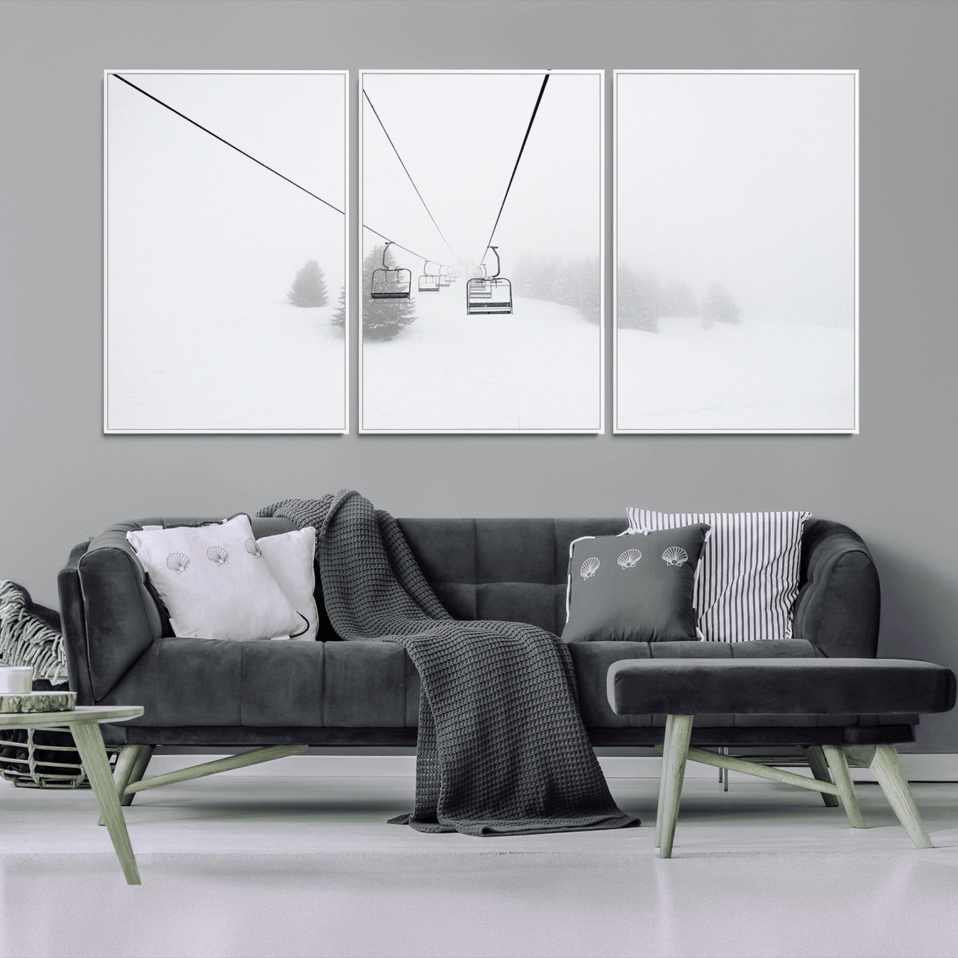 20216390-MGV-CV-36X24-Ski Lift Wall Art Canvas Print – Snowy Alpine Landscape Nordic Adventure Winter Mountains Artwork for Home, Office
