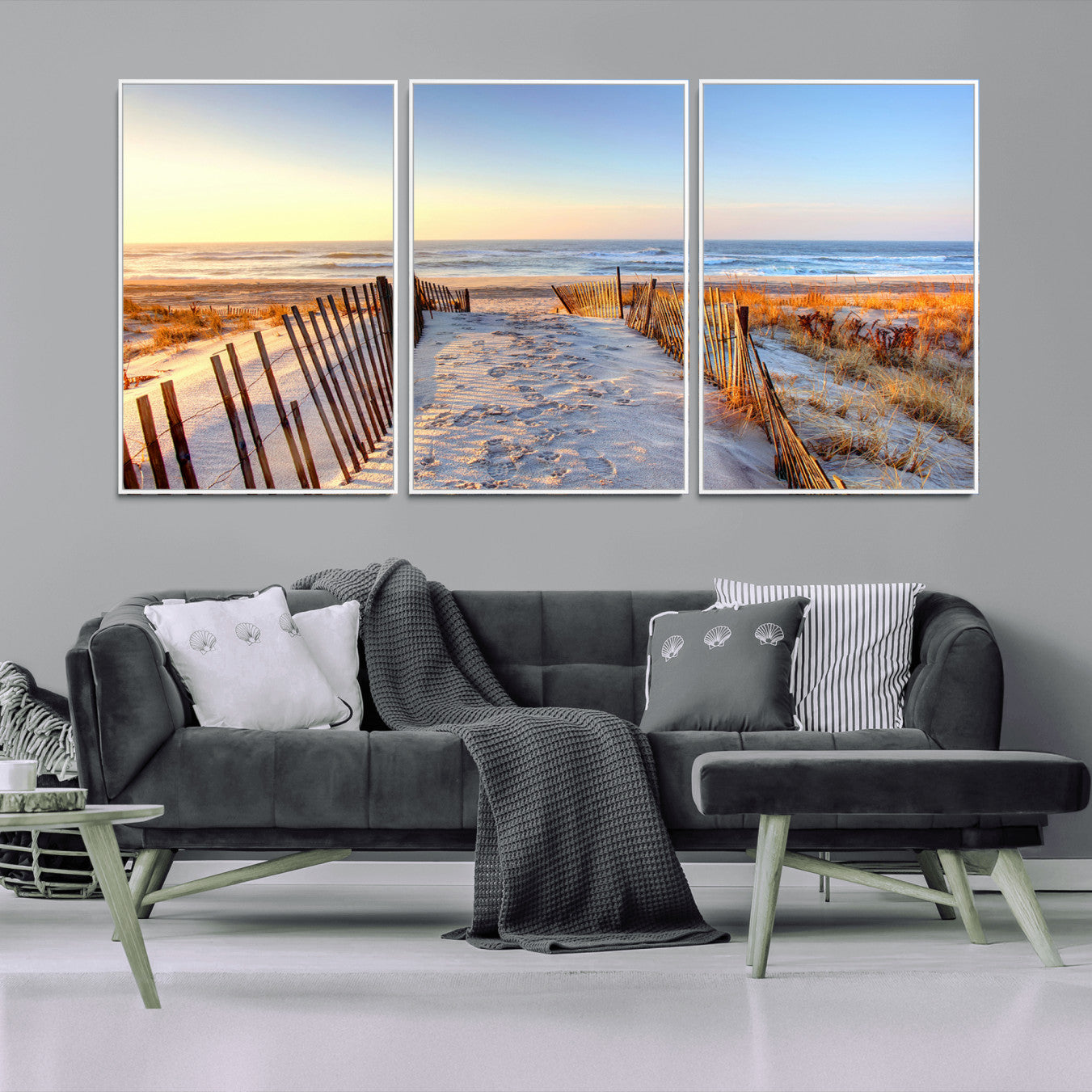 73351887-MGV-CV-36X24-Ocean Sunset Wall Art Canvas Print – Nautical Beach Photography Summer Coastal Serenity Artwork for Home, Office