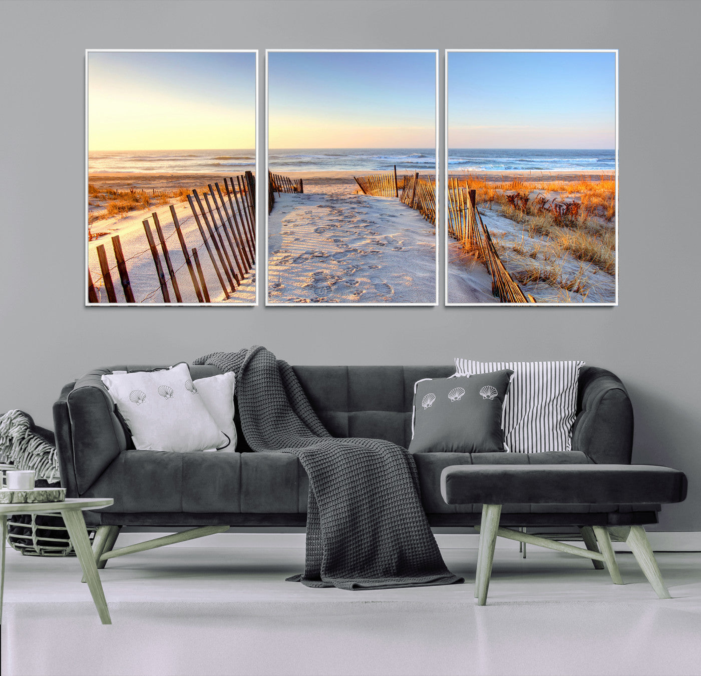 73351887-MGV-CV-36X24-Ocean Sunset Wall Art Canvas Print – Nautical Beach Photography Summer Coastal Serenity Artwork for Home, Office