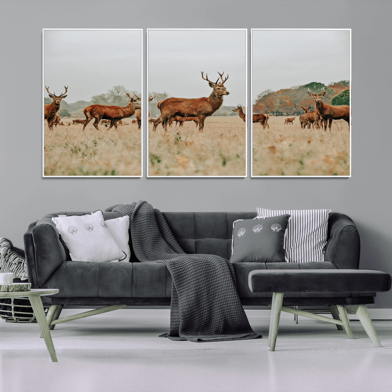 -Rustic Deer Wall Art Canvas Print – Autumn Forest Woodland Wildlife Scenic Nature Artwork for Home, Cabin