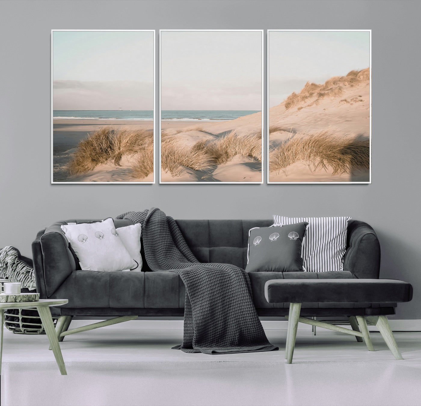 11554211-MGV-CV-36X24-Beach Landscape Wall Art Canvas Print – Framed Sand Dune Photography Minimalist Seascape Artwork for Home Office