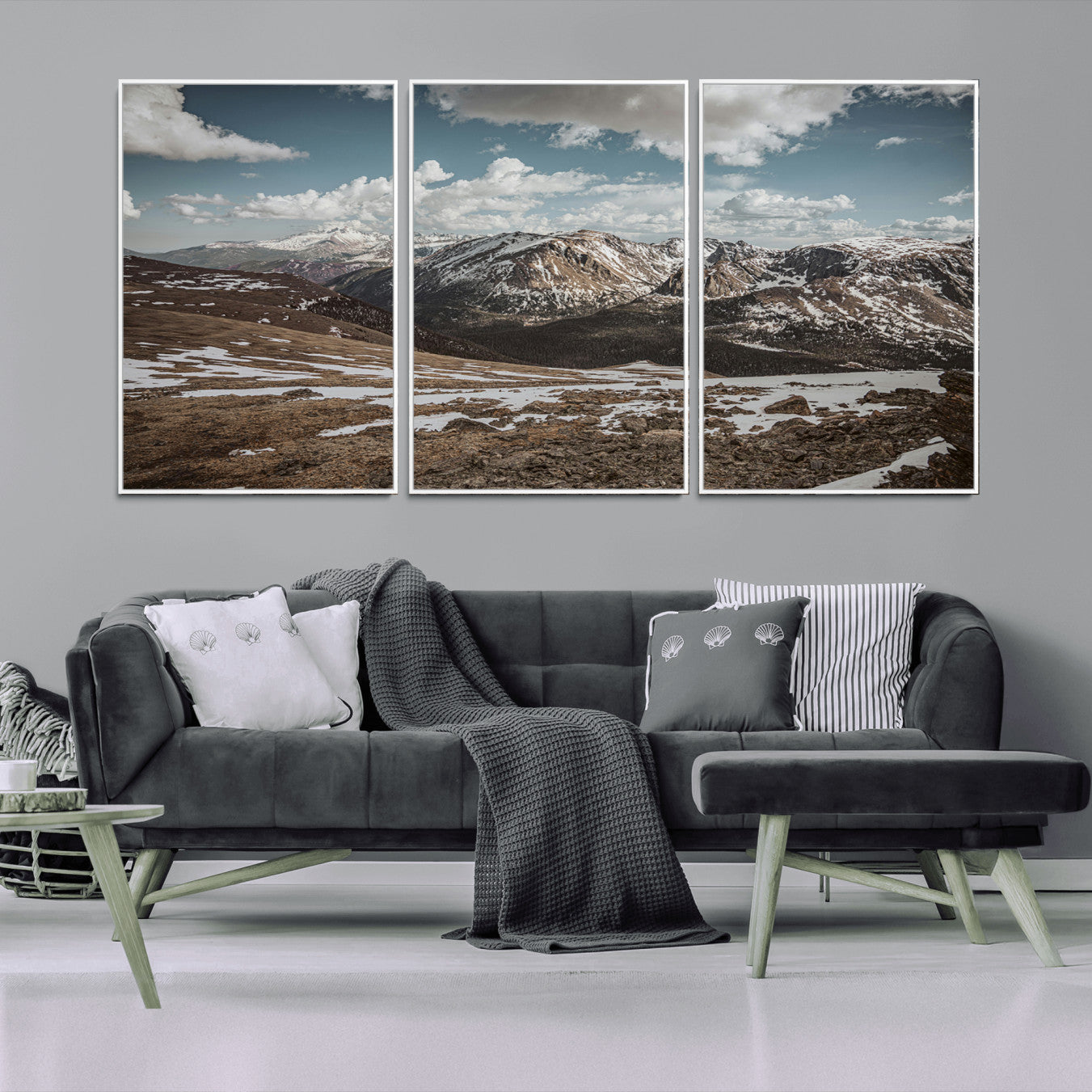 -Mountain Landscape Wall Art Canvas Print – Framed Snowy Peaks Rugged Highlands Nature Scene Artwork for Home Office
