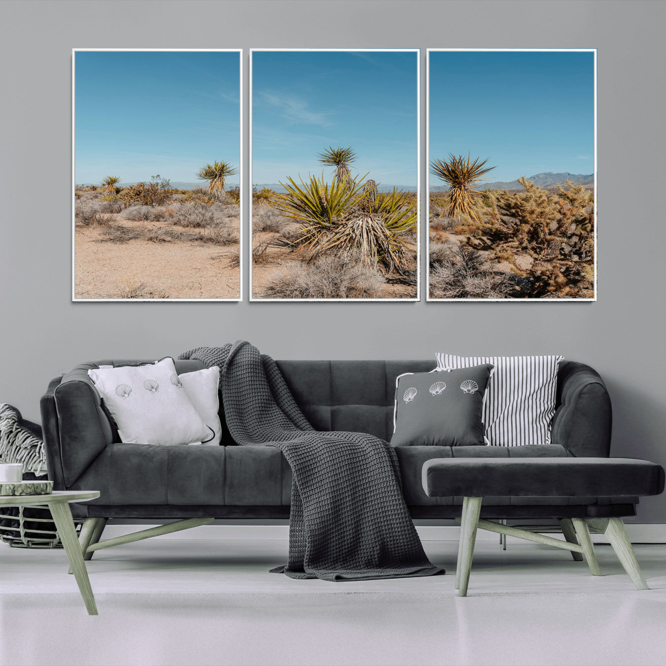 35156165-MGV-CV-36X24-Joshua Tree Wall Art Canvas Print – Framed Desert Landscape Warm Earth Tones Southwestern Minimalist Artwork for Home, Office