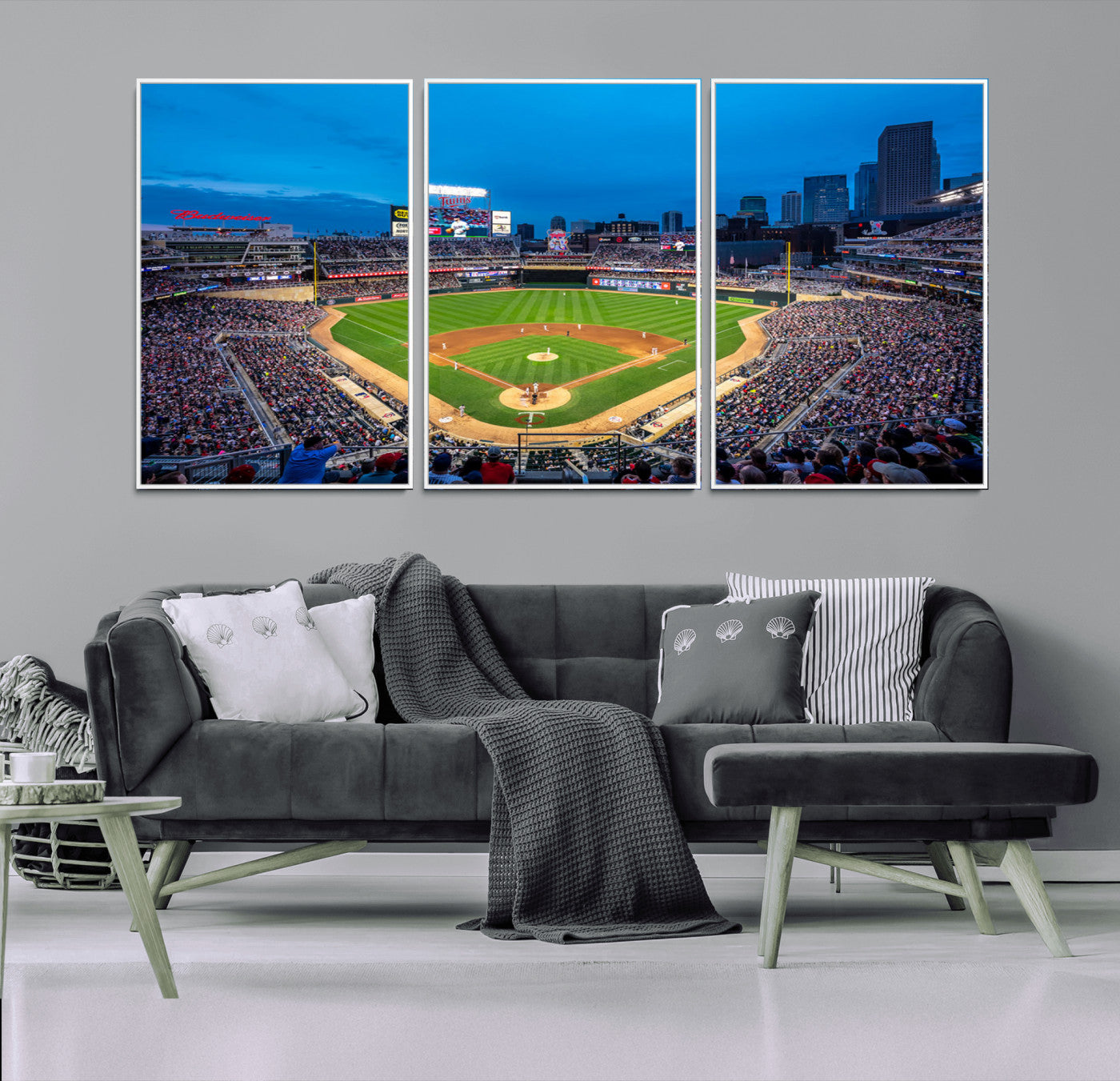 77273035-MGV-CV-36X24-Target Field Stadium Wall Art Canvas Print – Minnesota Twins Baseball Team Iconic Ballpark Scene for home, office