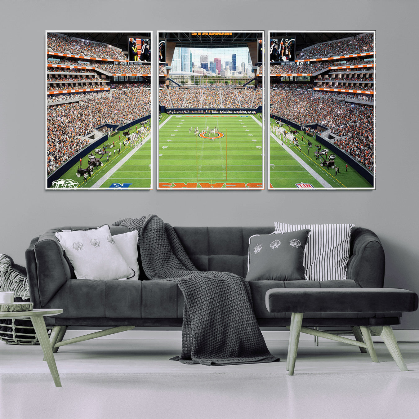 -Chicago Bears Soldiers Field Wall Art Canvas Print – Framed Football Stadium Artwork for Home, Office, Living Room