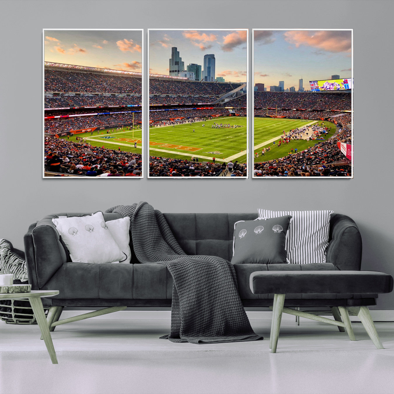 -Chicago Bears Soldiers Field Wall Art Canvas Print – Framed Football Stadium Artwork for Home, Office, Living Room