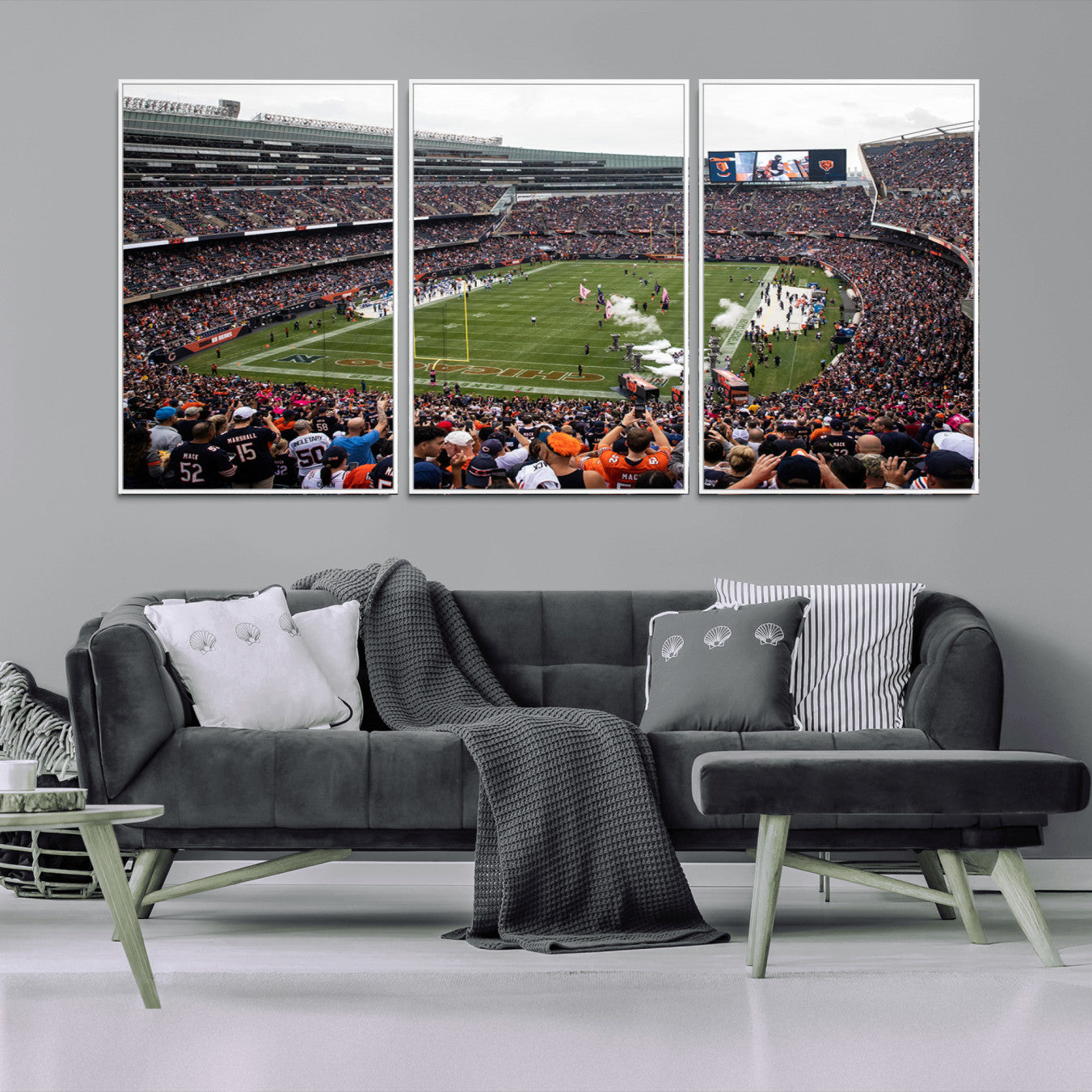 18347149-MGV-FC-60X30-3P-Chicago Bears Soldier Field Wall Art Canvas Print – Framed NFL Football Stadium Action Crowd Scene for home, office