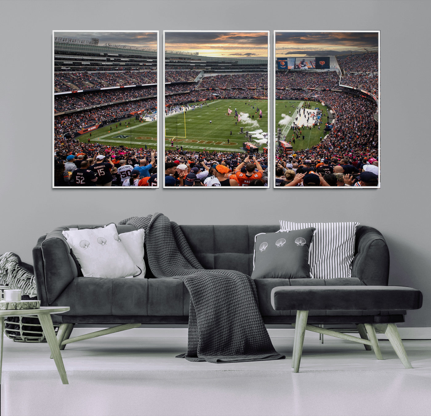 87578930-MGV-CV-36X24-Chicago Bears Soldiers Field Wall Art Canvas Print – Framed Football Stadium Artwork for Home, Office, Living Room