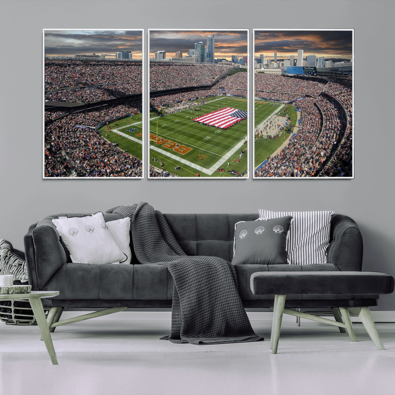 -Chicago Bears Soldiers Field Wall Art Canvas Print – Framed Football Stadium Artwork for Home, Office, Living Room